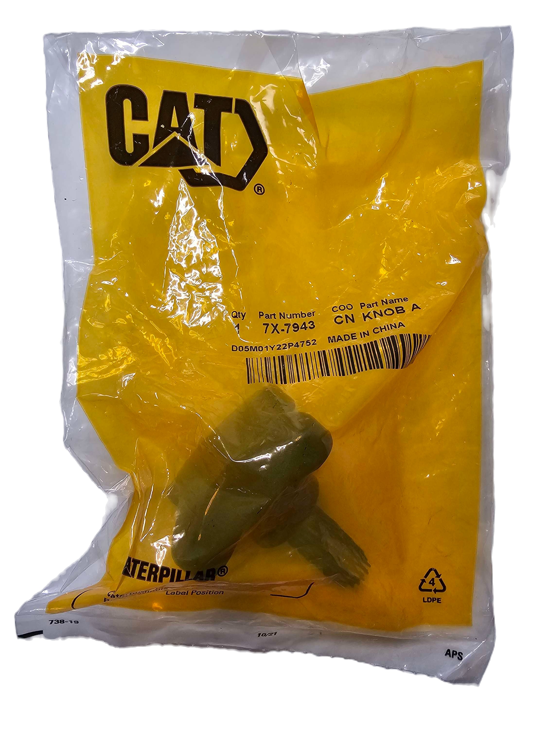 CAT 7X-7943 Black 4 Arm Clamp Knob M10 Stud 7X7943