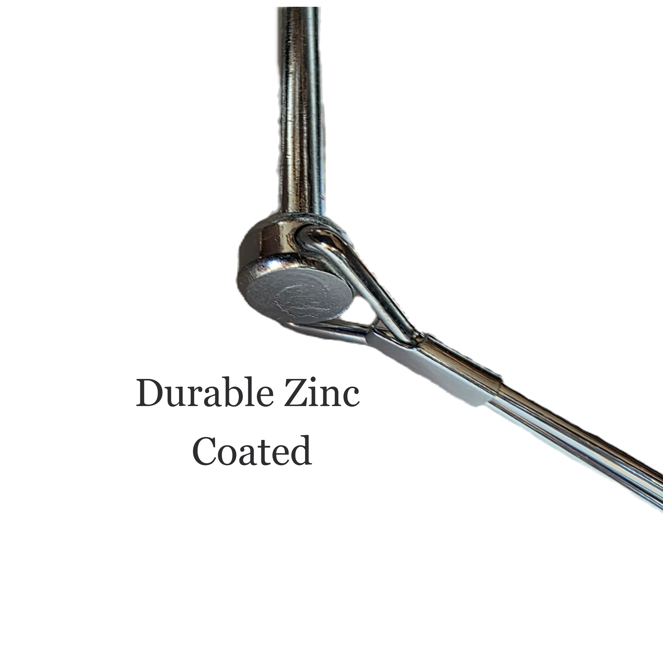 Chrome wrench with 'Durable Zinc Coated' text on a white background