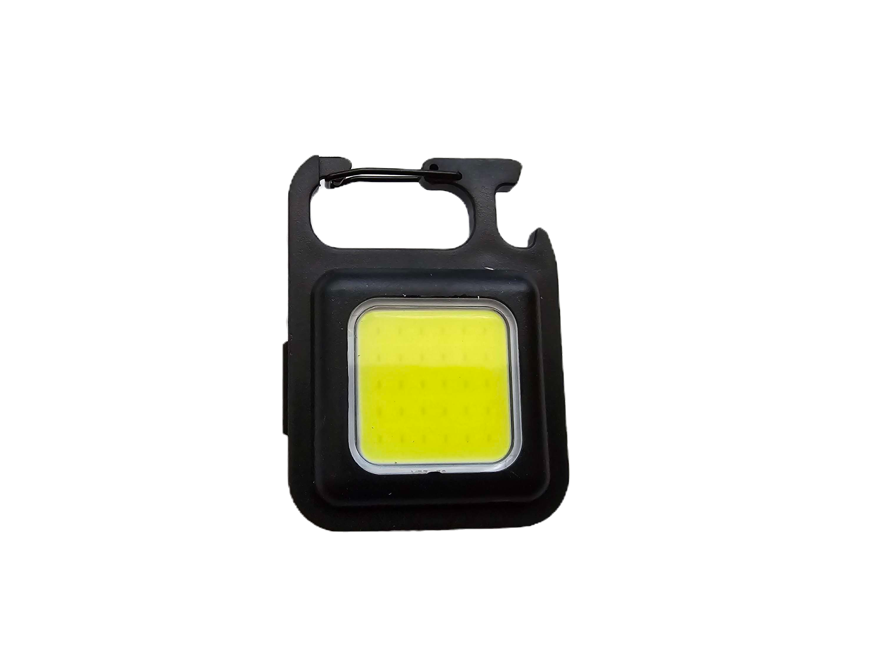 Small yellow light with black casing on a white background