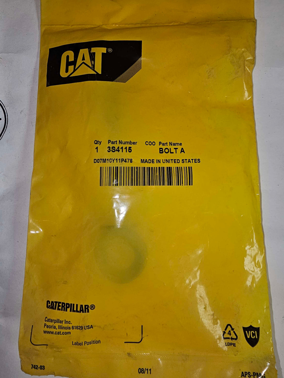 3S4115 Bolt A. CAT