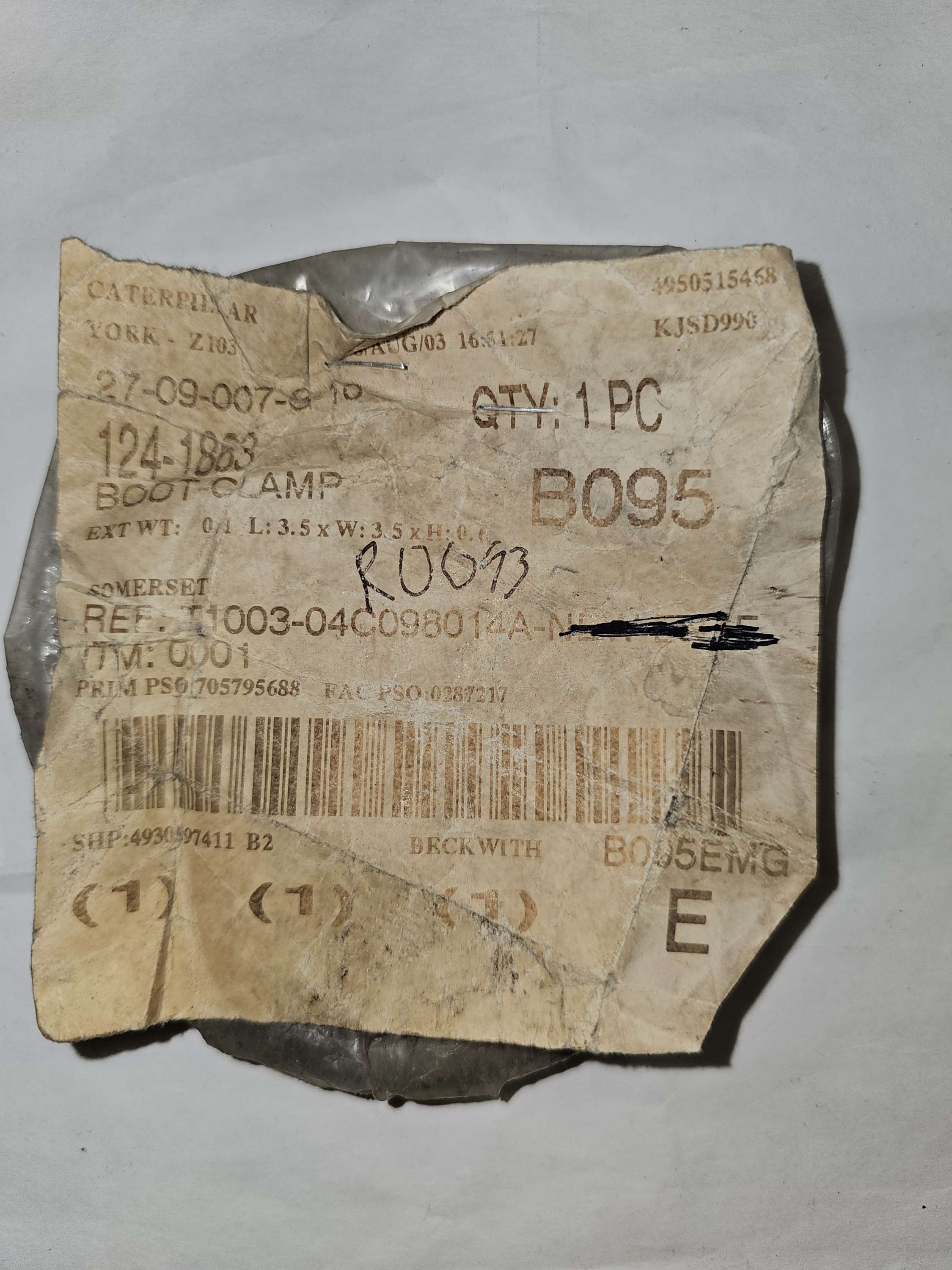 124-1863 Boot Clamp Caterpillar CAT 1241863