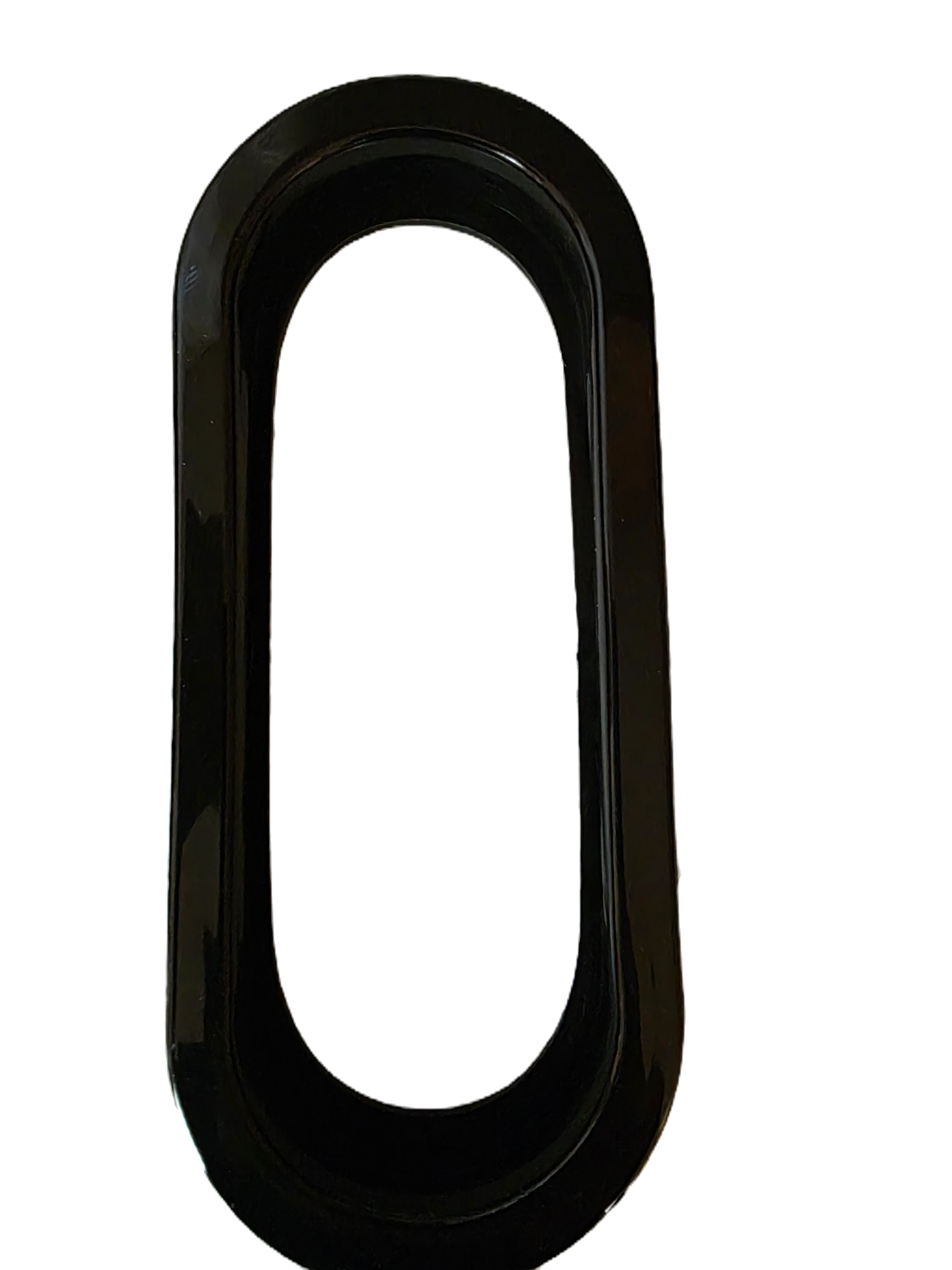 Black oval grommet on a white background