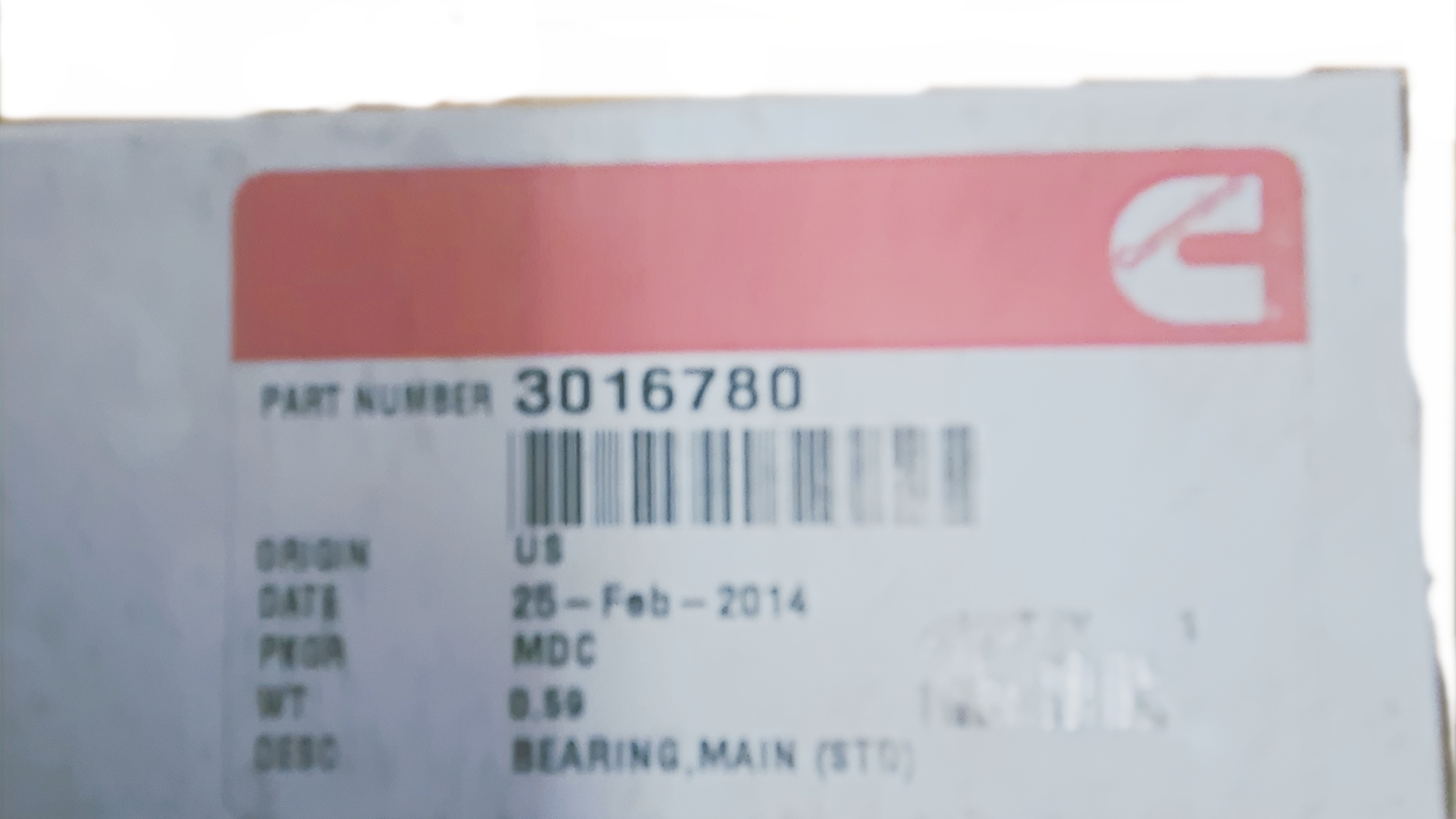 3016780 Cummins Lower Bearing Main