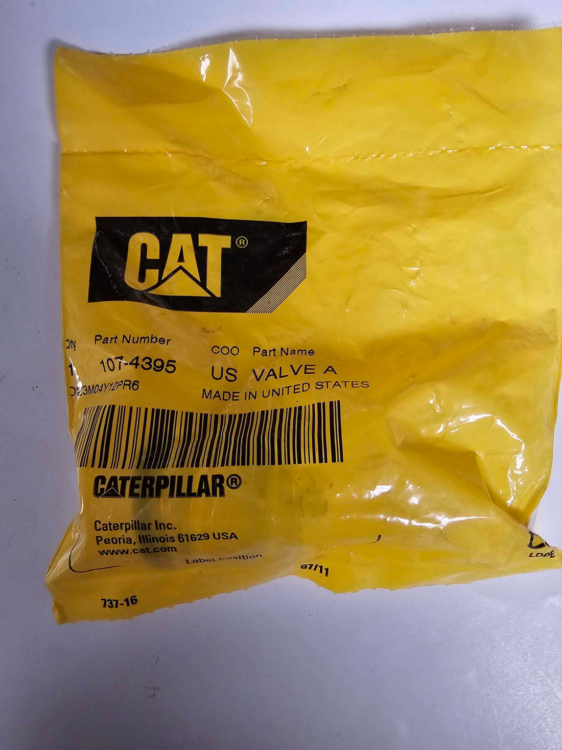 107-4395 Valve Caterpillar/CAT 1074395