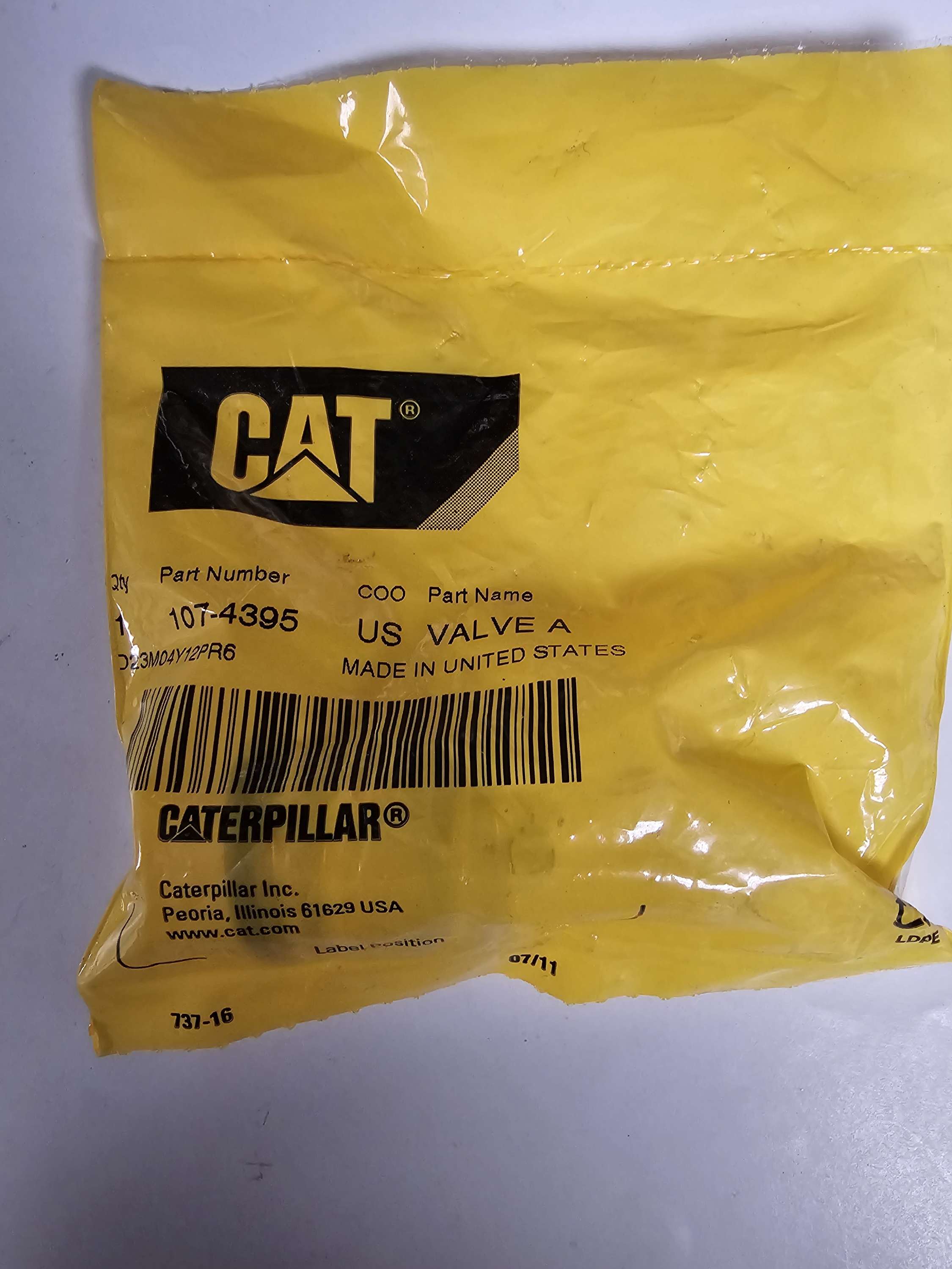 107-4395 Valve Caterpillar/CAT 1074395