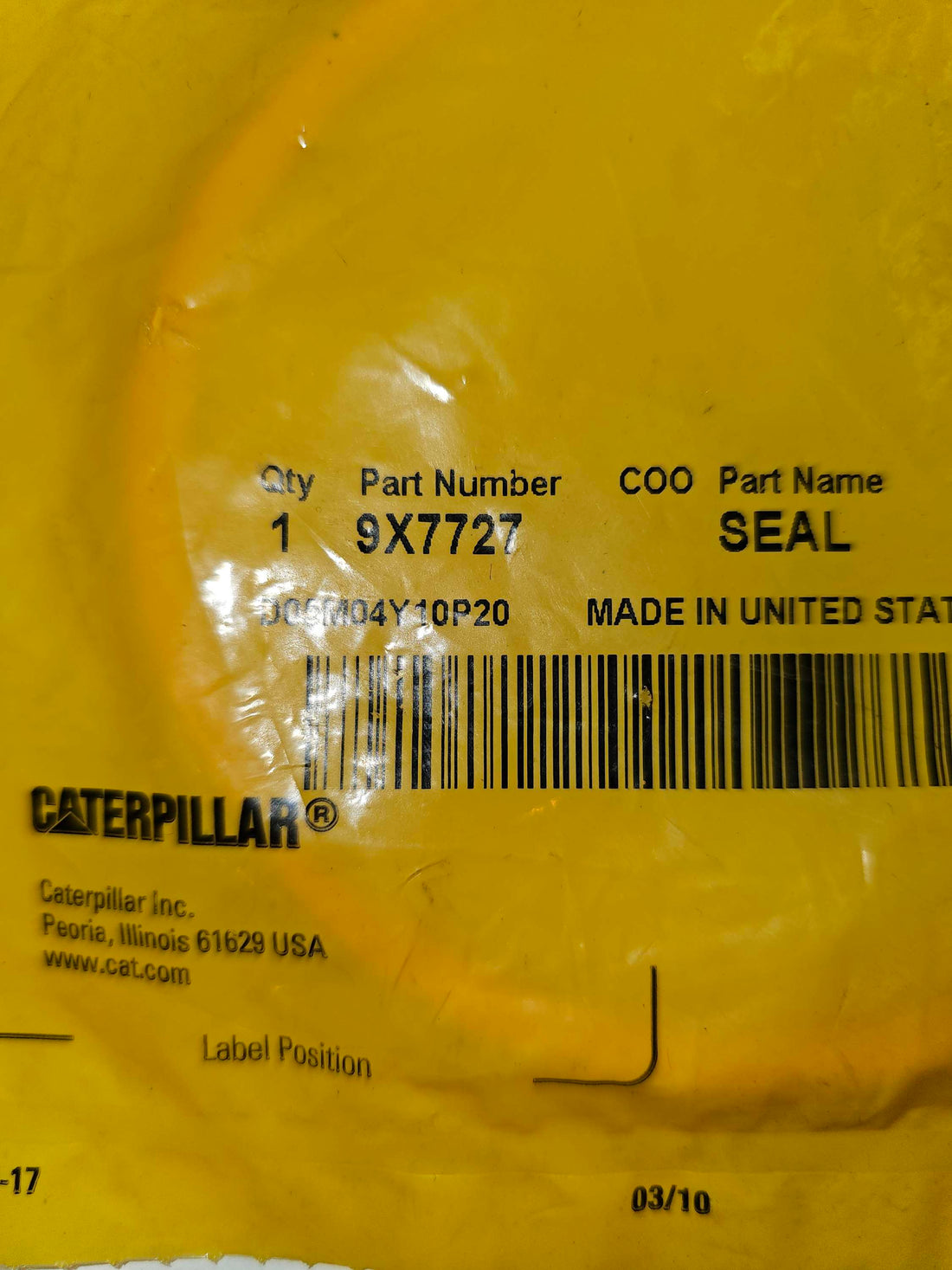 9X-7727 Seal O-Ring Caterpillar CAT 9X7727