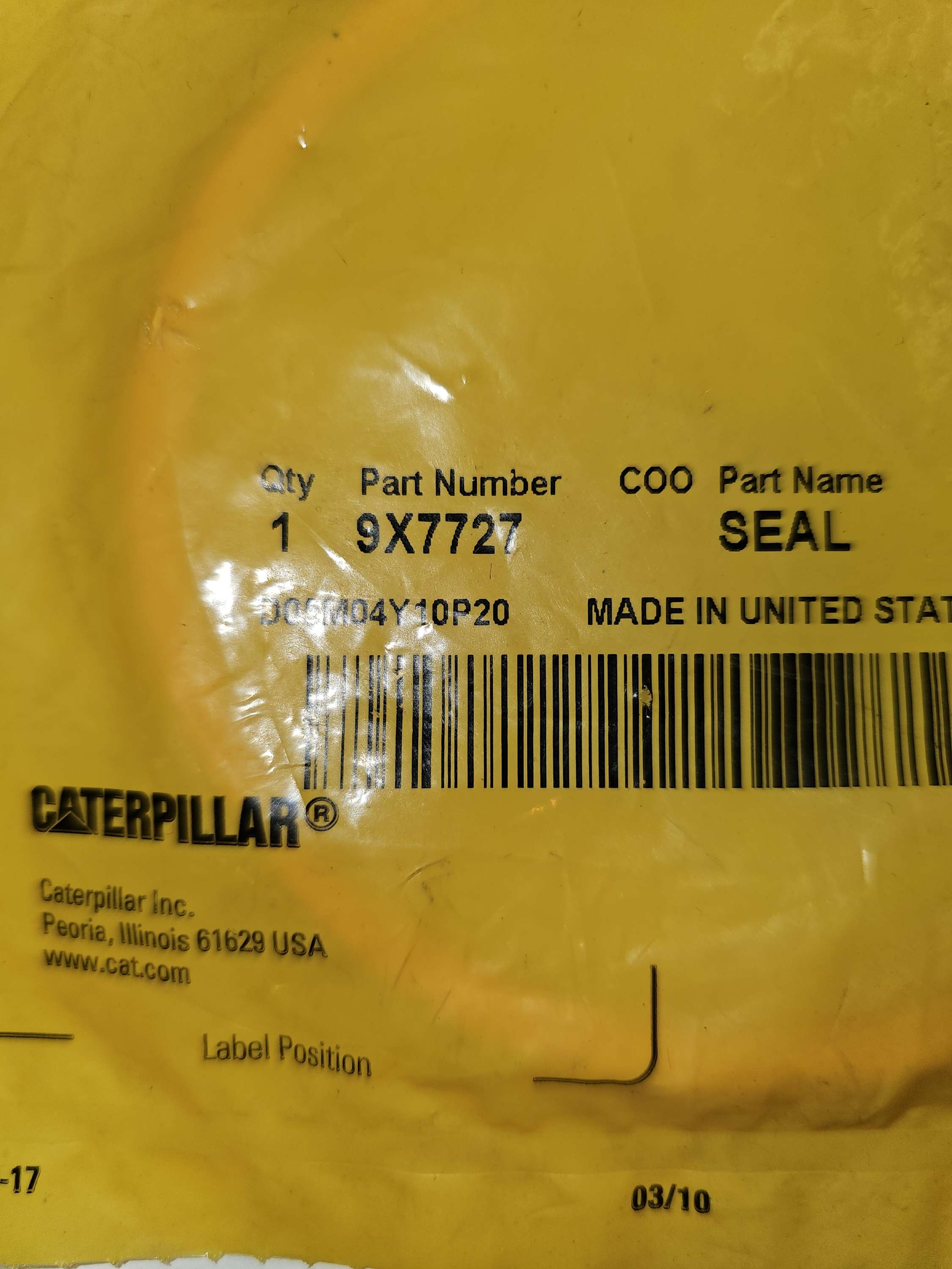 9X-7727 Seal O-Ring Caterpillar CAT 9X7727