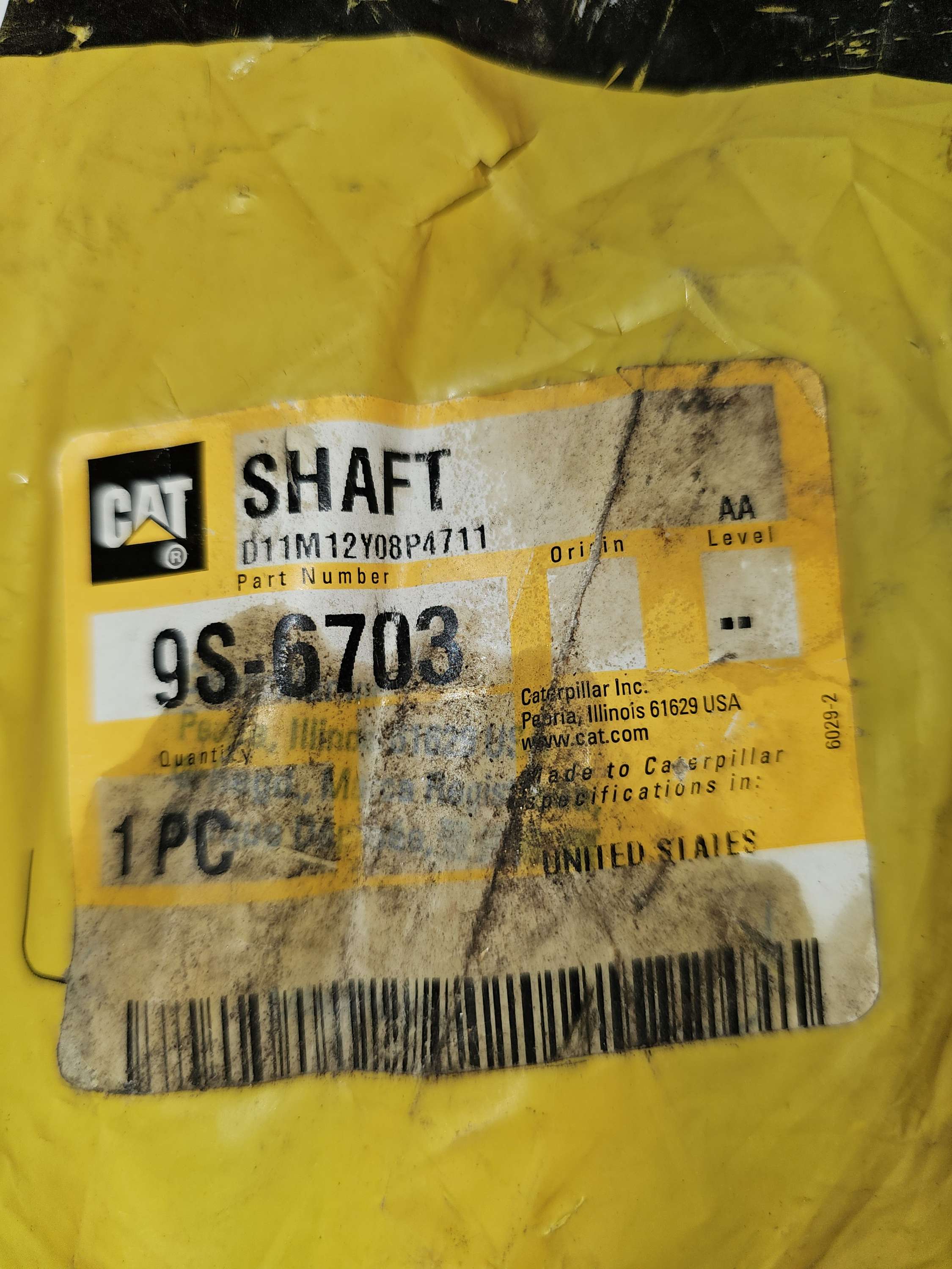 9S-6703 Shaft Caterpillar CAT 9S6703 Fan Drive Shaft
