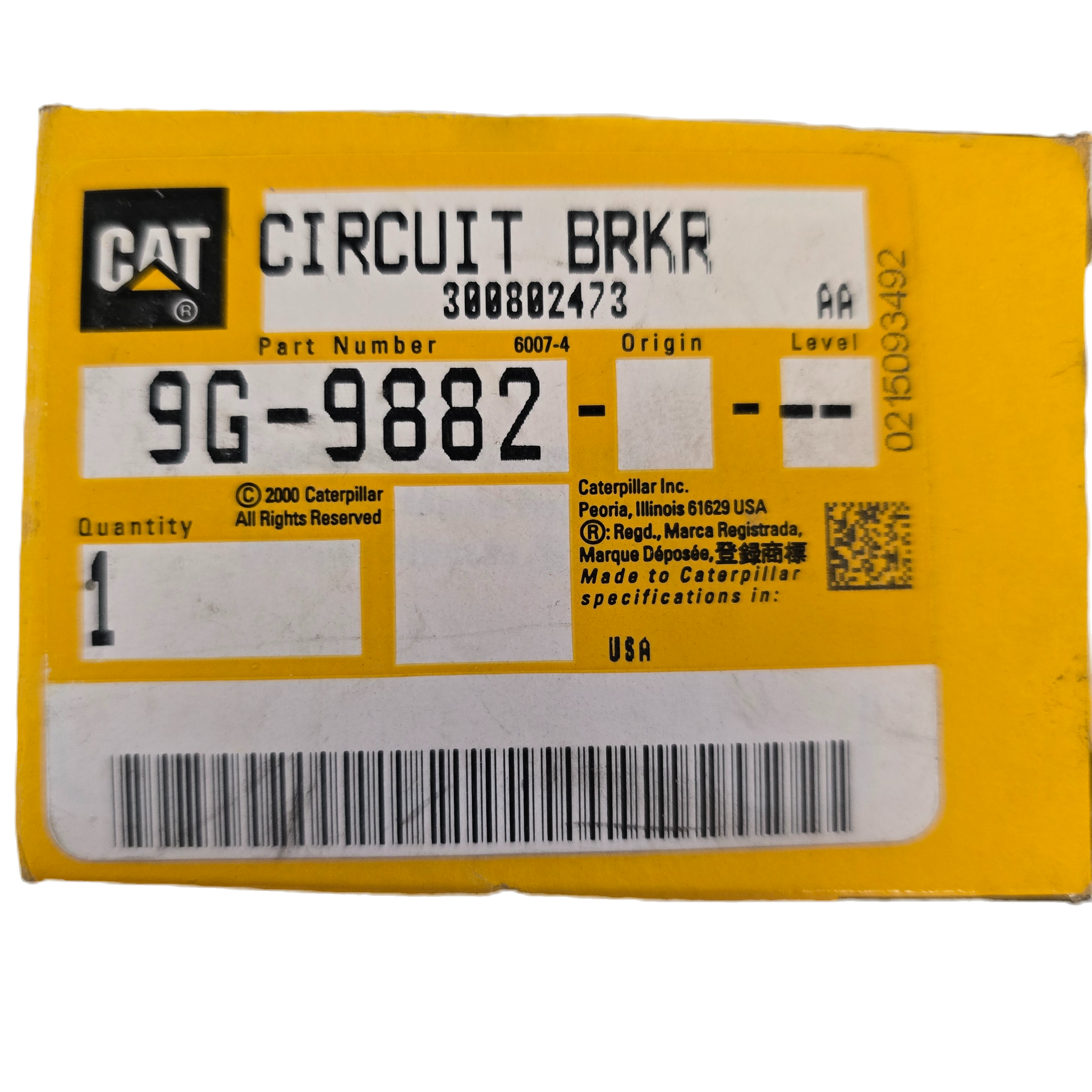 CAT P/N | 9G-9882 Circuit Breaker Assembly (10 A) Auto Reset 9G9882