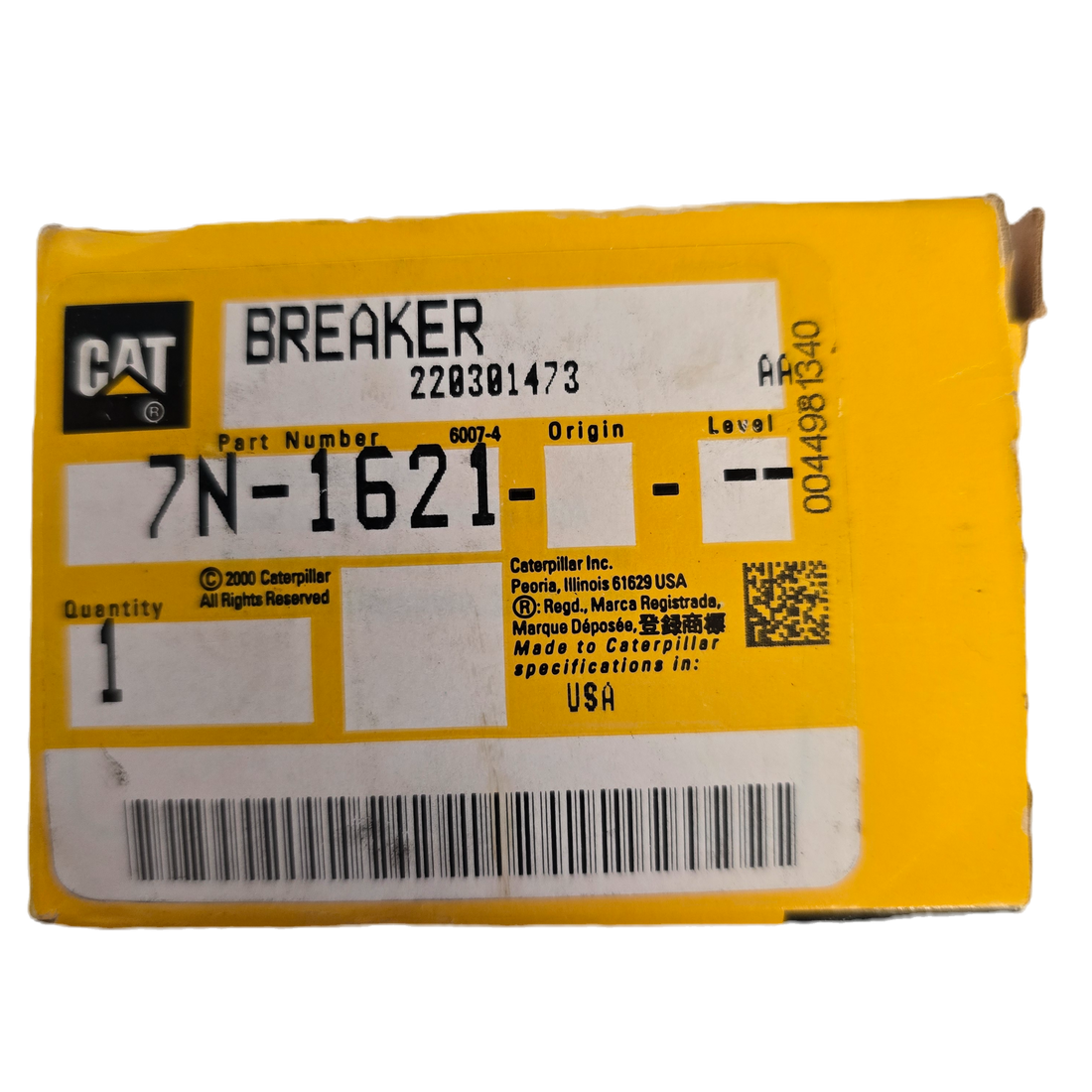 CAT P/N : 7N-1621 Circuit Breaker Assembly (3 A) with Automatic Reset 7N162