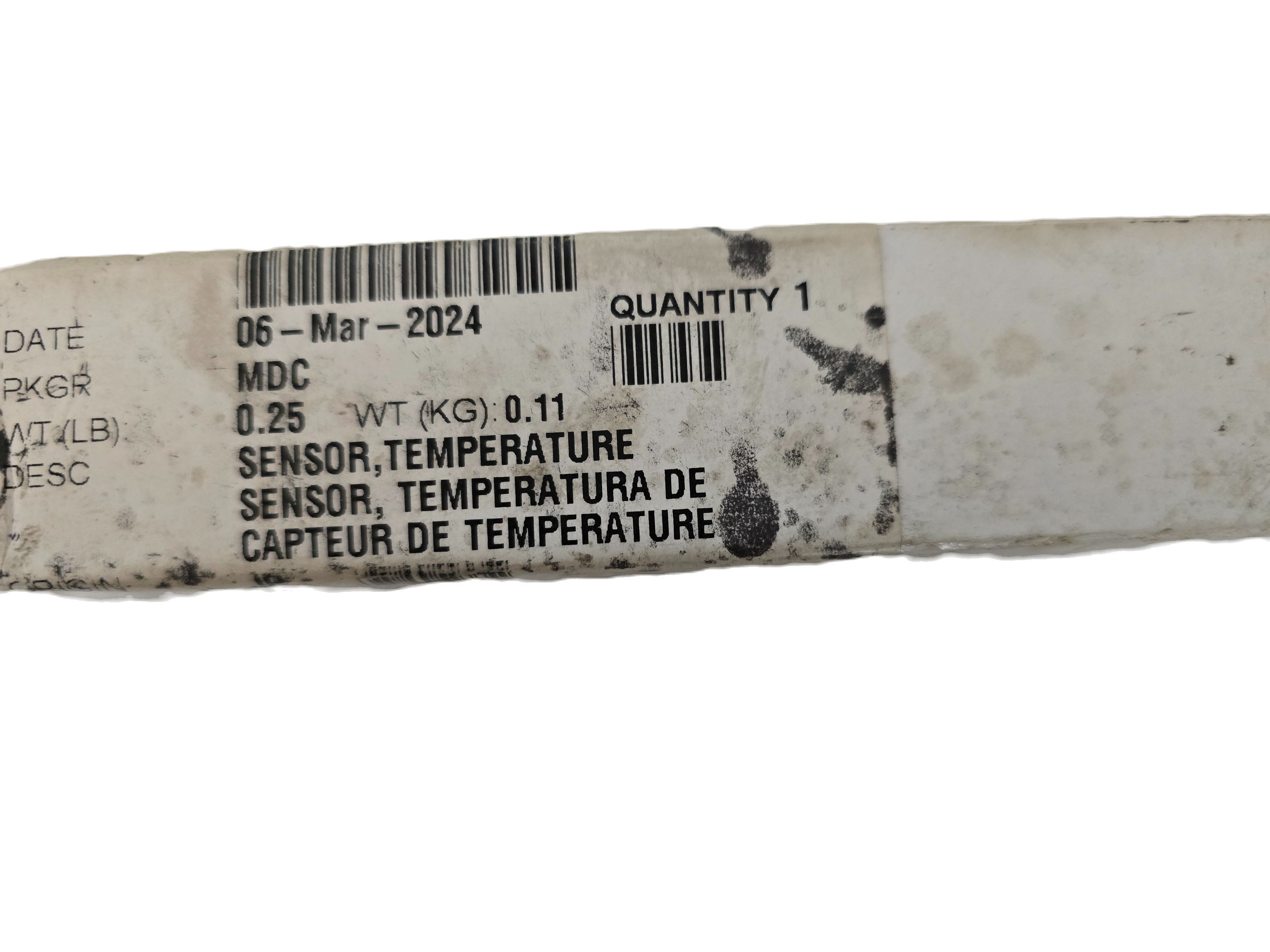 Genuine Cummins 4954574 exhaust gas temperature sensor with 2-pin connector and M12 threads.