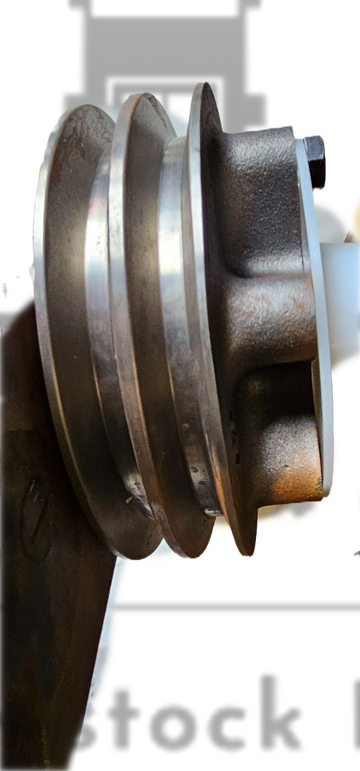 Metallic shaft with pulley on a white background