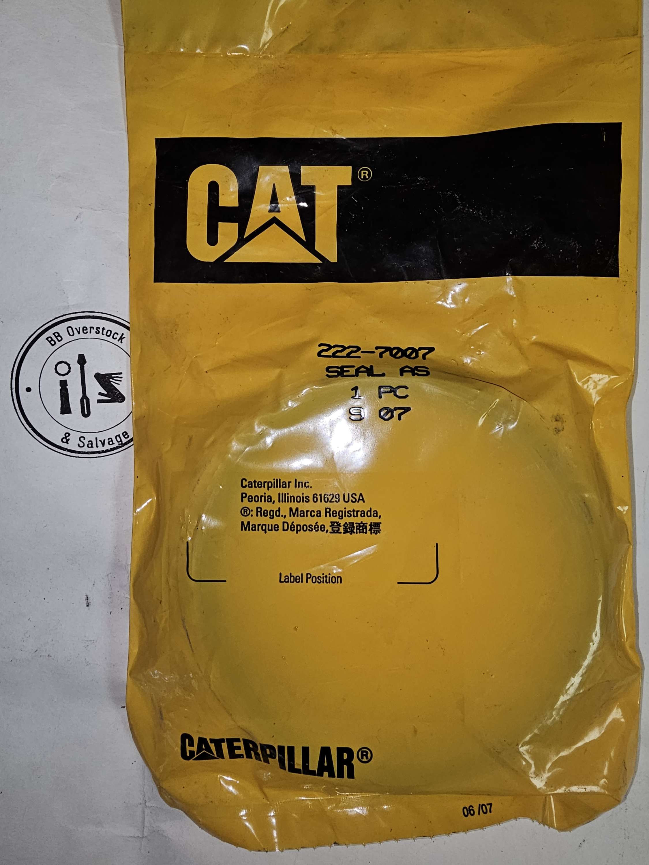 222-7007 Seal Caterpillar CAT 2227007 Lip Type Track Seal