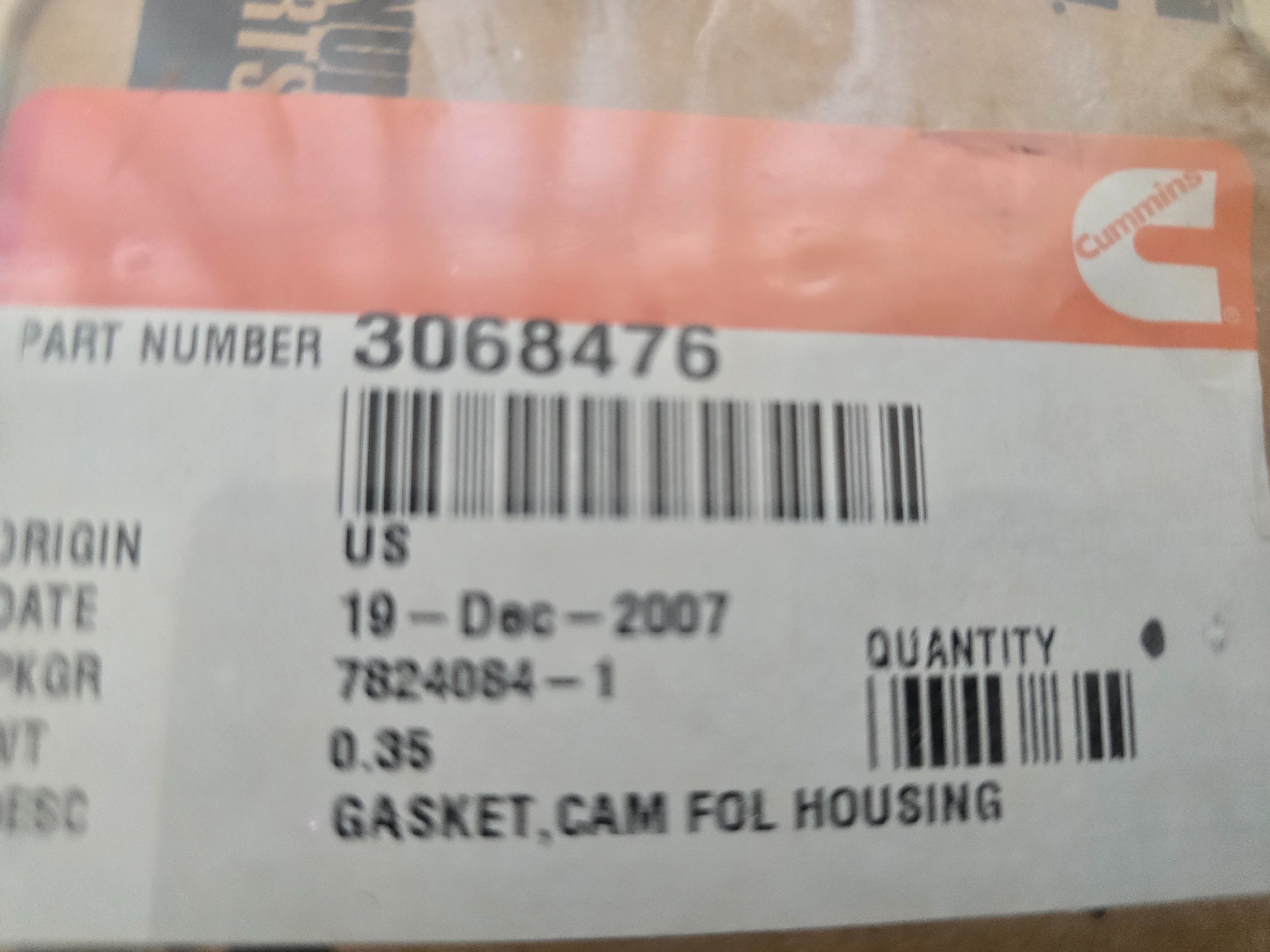 3068476 Genuine Cummins Engine Camshaft Follower Housing Gasket (3 Pack)