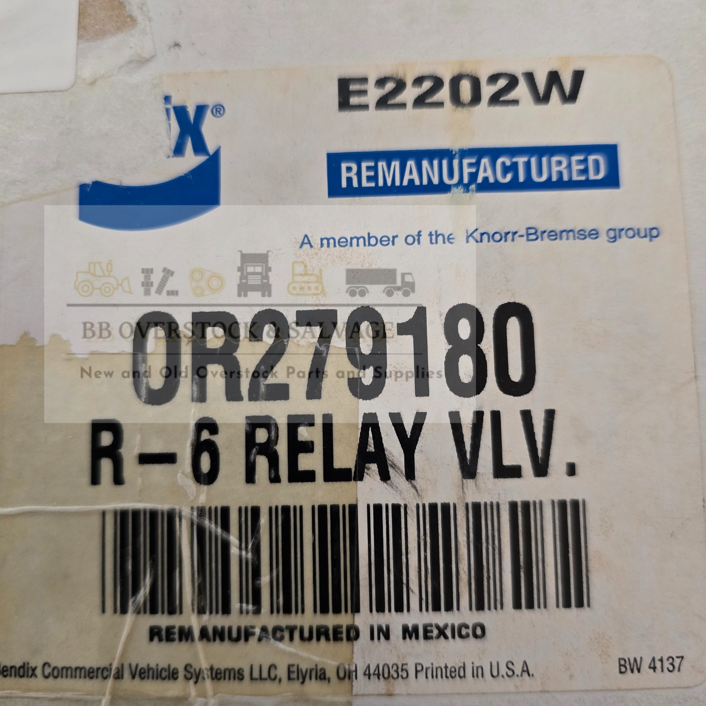 Genuine Bendix P/N | OR 279180 R-6 Relay Valve