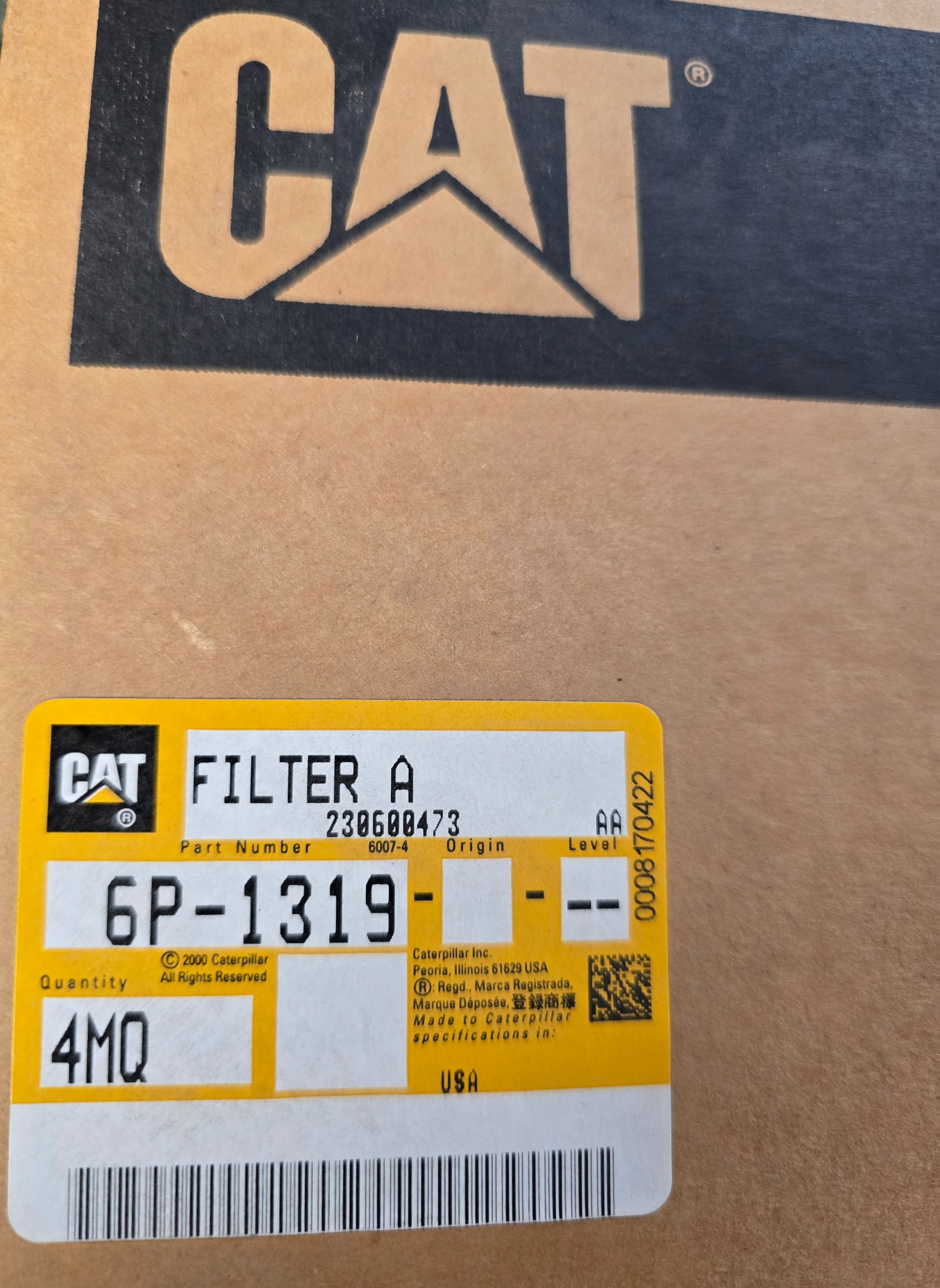 6P-1319: Genuine Caterpillar 988 Cab Air Pressurizer Filter CAT 6P1319