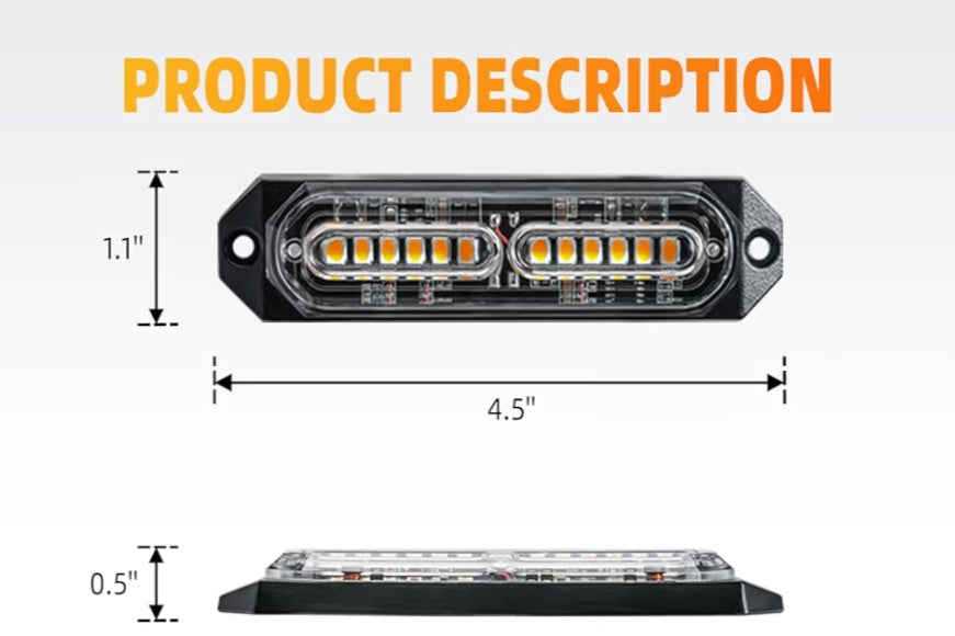 LED light bar with dimensions on a white background
