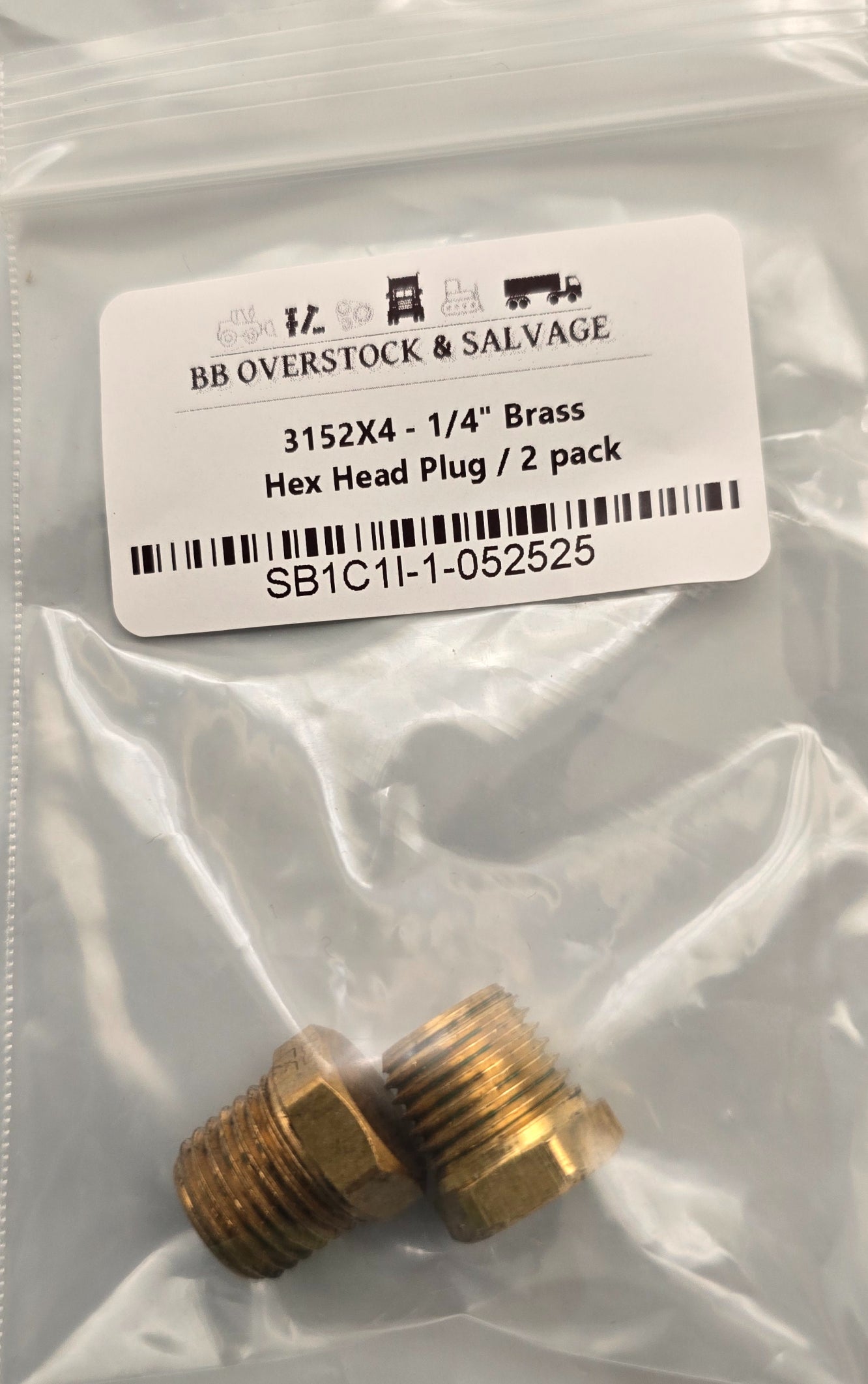 3152X4 - 1/4" Brass Hex Head Plug / 2 pack