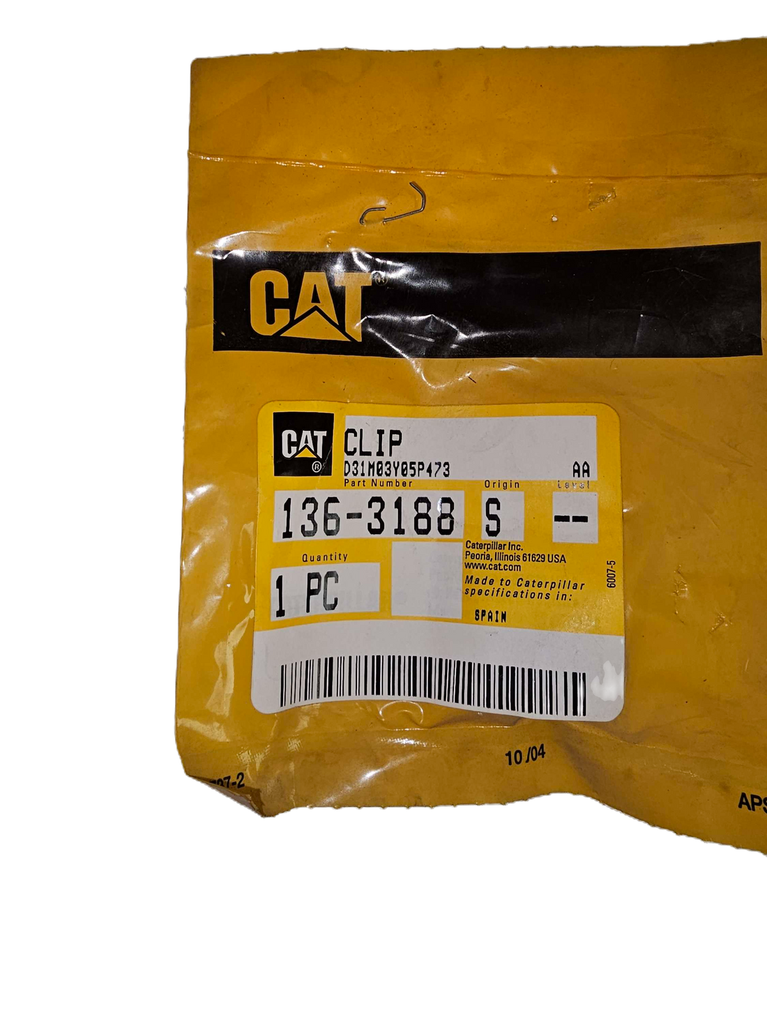 136-3188 Washer Hose Clip Caterpillar - CAT 1363188 (5 Pack)