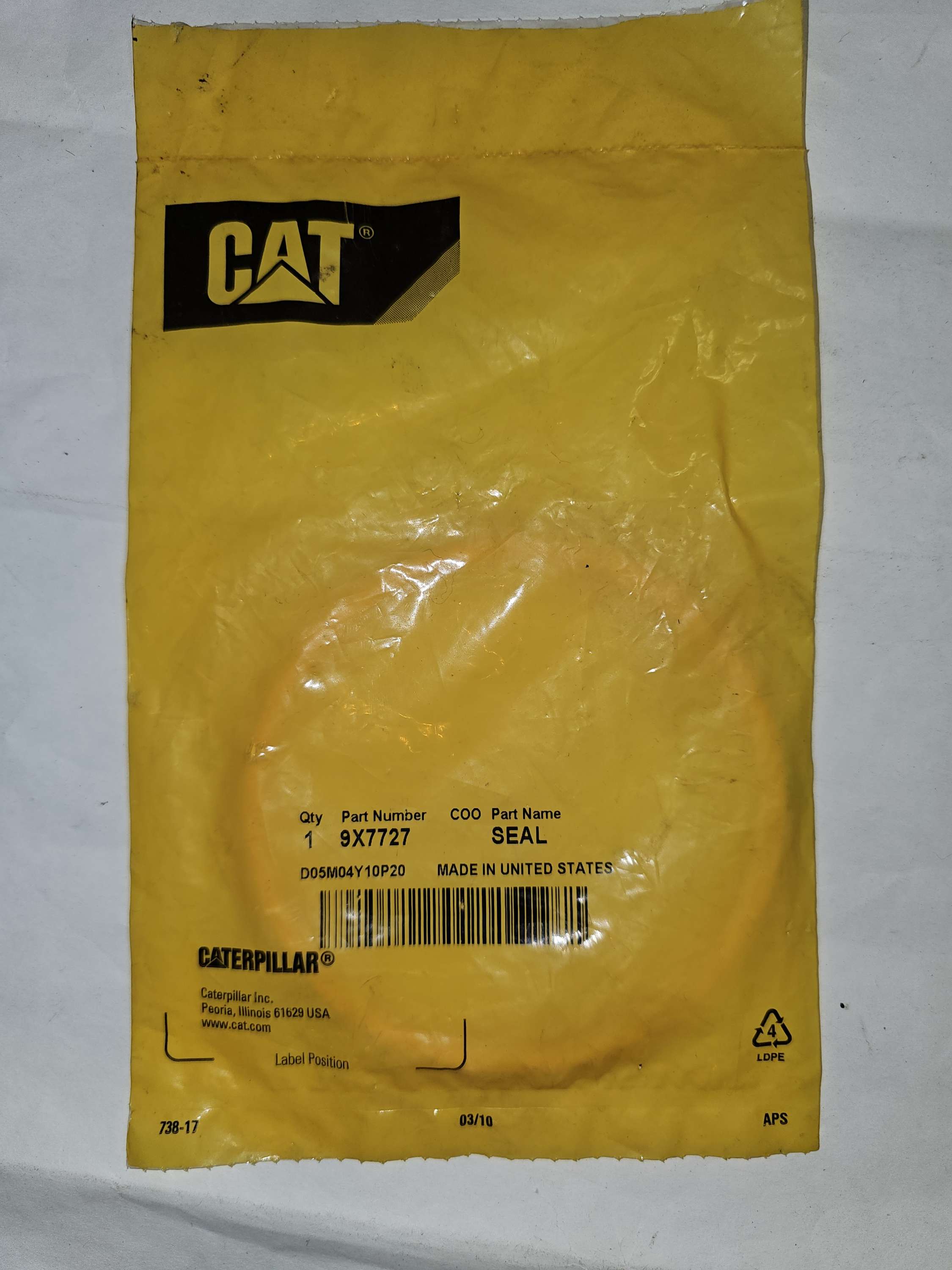 9X-7727 Seal O-Ring Caterpillar CAT 9X7727