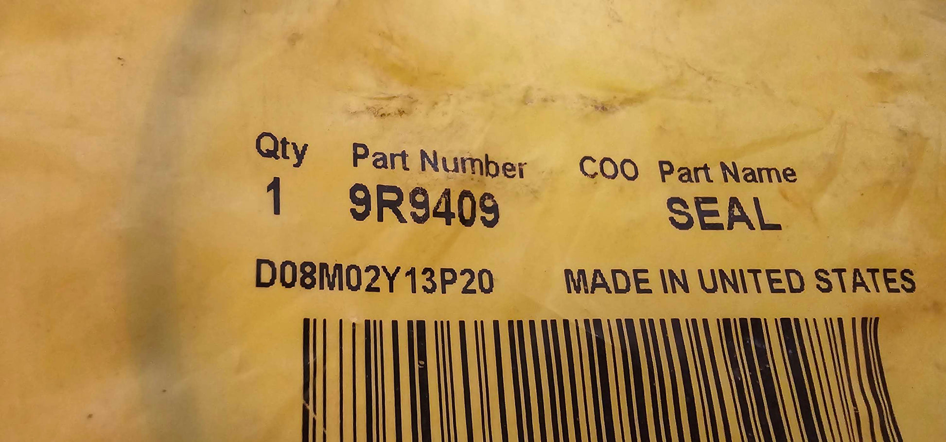 CAT 9R-9409 Rubber Back-up Seal OEM Label