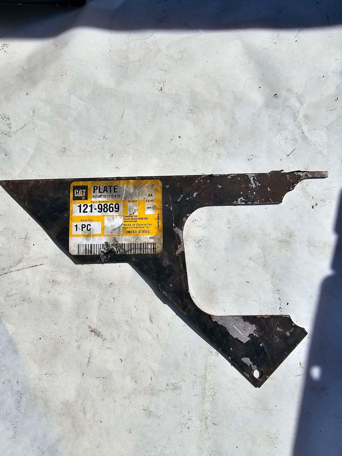 121-9869 Plate Caterpillar/CAT 1219869