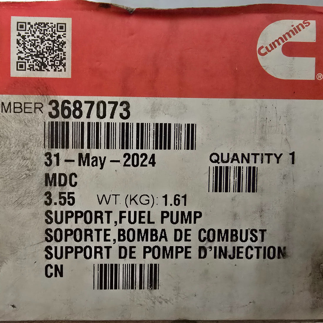 Cummins P/N | 3687073 Fuel Pump Support Plate/Bracket