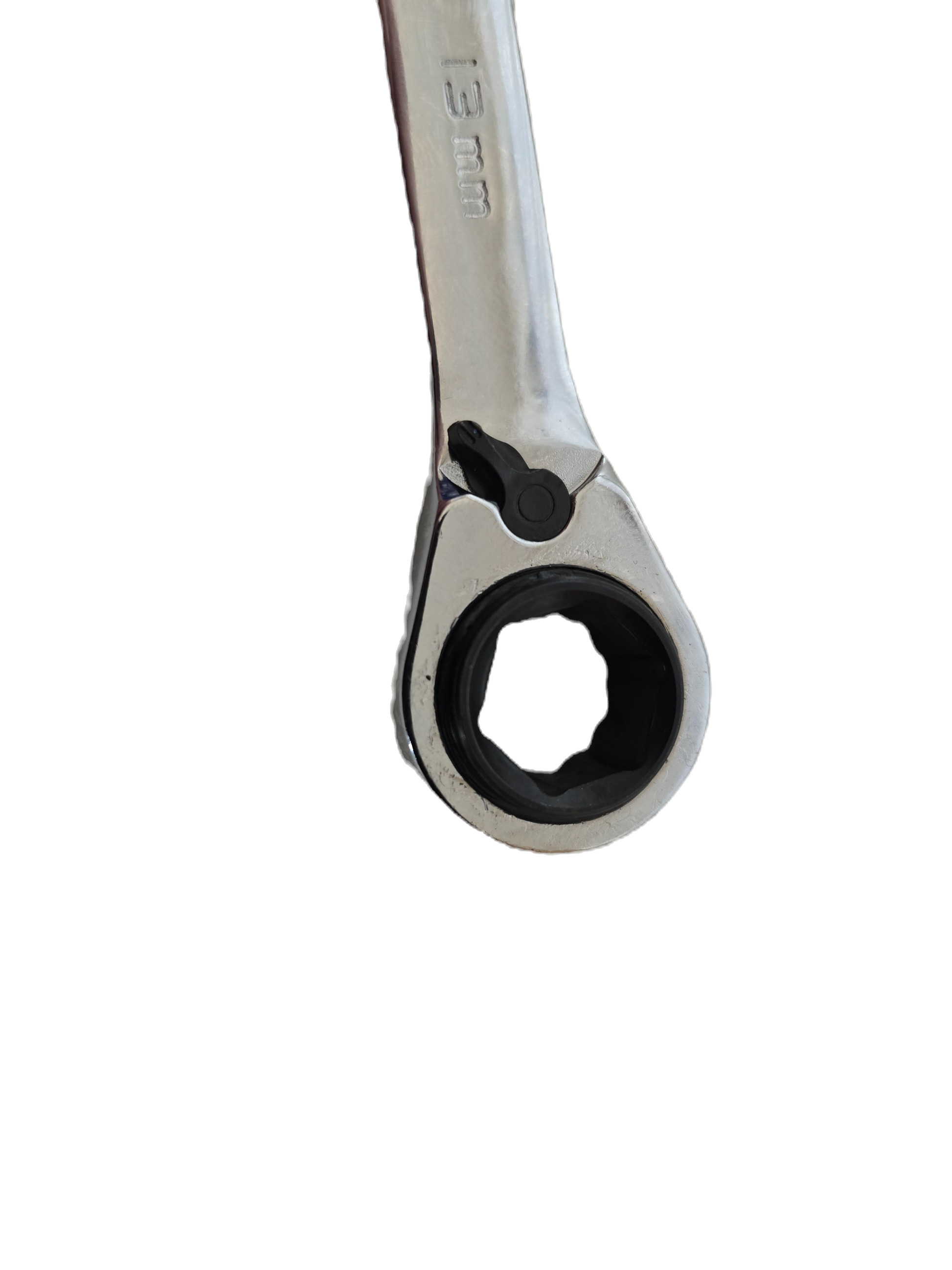 Close-up of a ratcheting wrench on a white background
