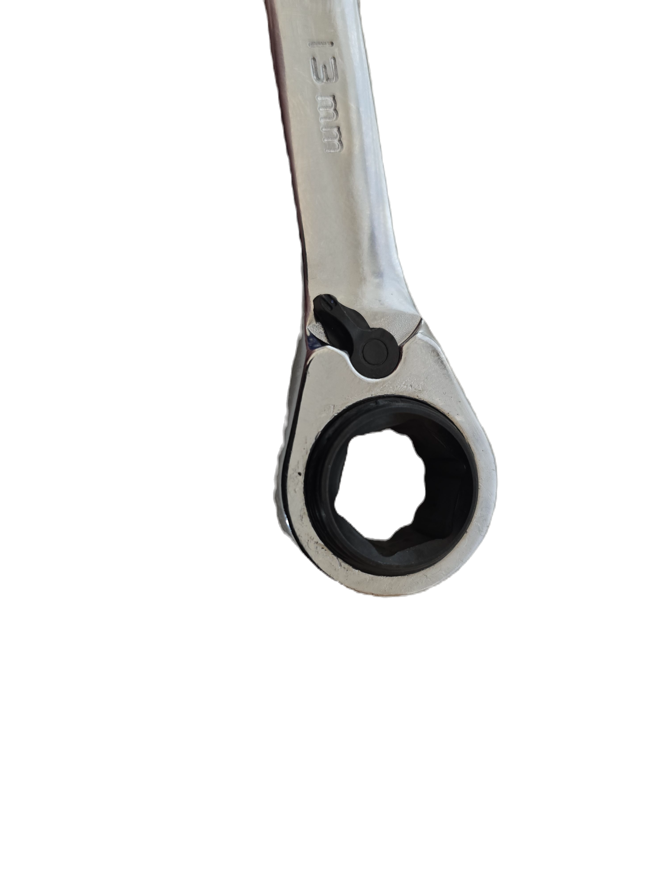 Close-up of a ratcheting wrench on a white background