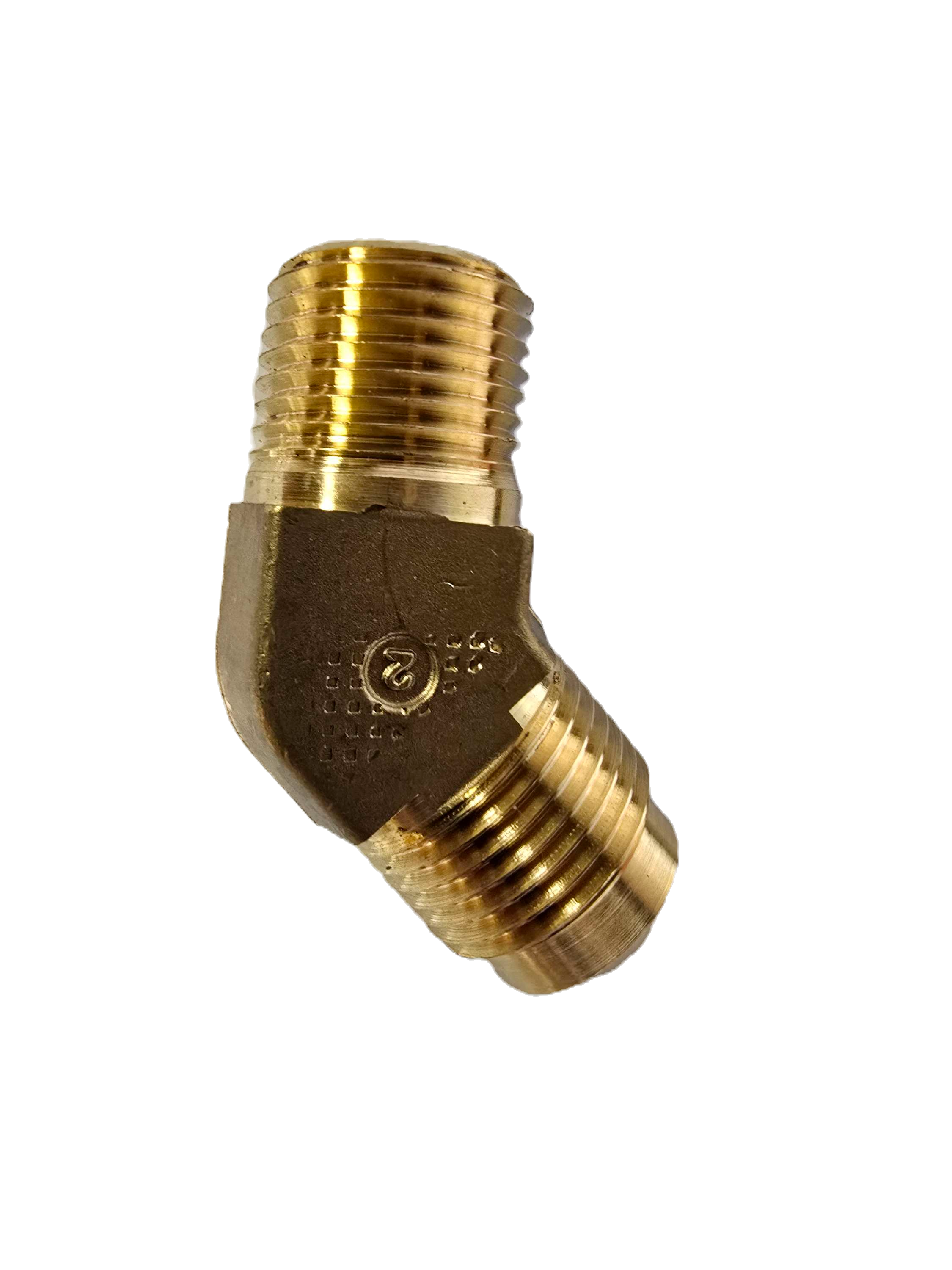 54X10-F Brass (10)-5/8 45SAE Flare to 1/2 NPT 45 Degree Flare Elbow