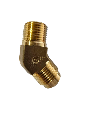 54X10-F Brass (10)-5/8 45SAE Flare to 1/2 NPT 45 Degree Flare Elbow