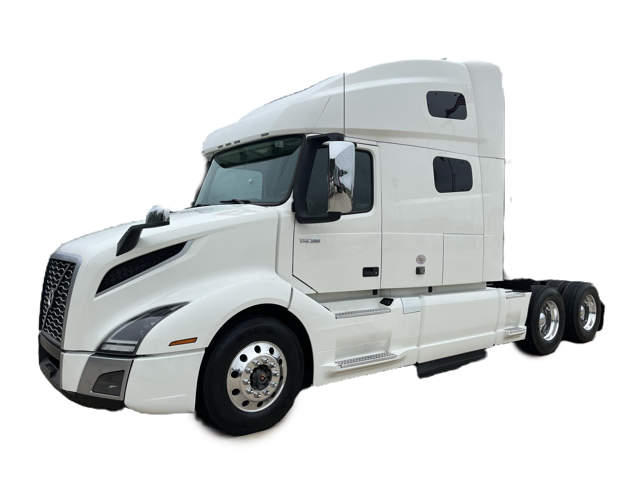 White semi-truck on a white background