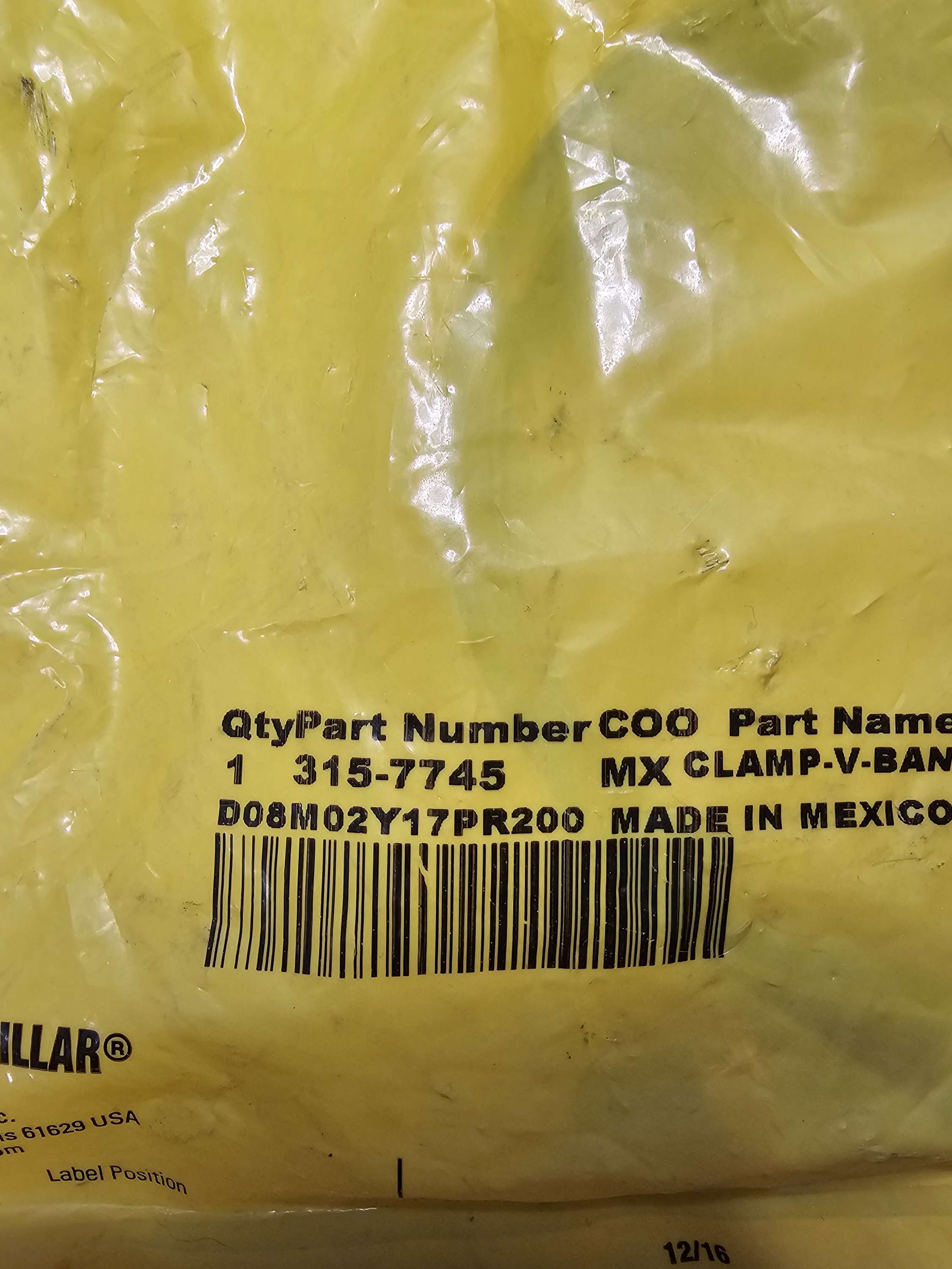 CAT 315-7745 Clamp-V-Band 99.8 mm Inner Dia. Turbo