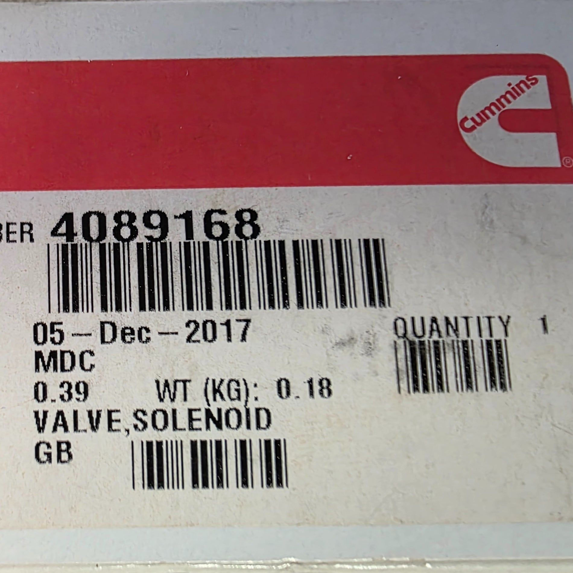 Genuine Cummins 4089168 Solenoid Valve | OEM Engine Control Valve
