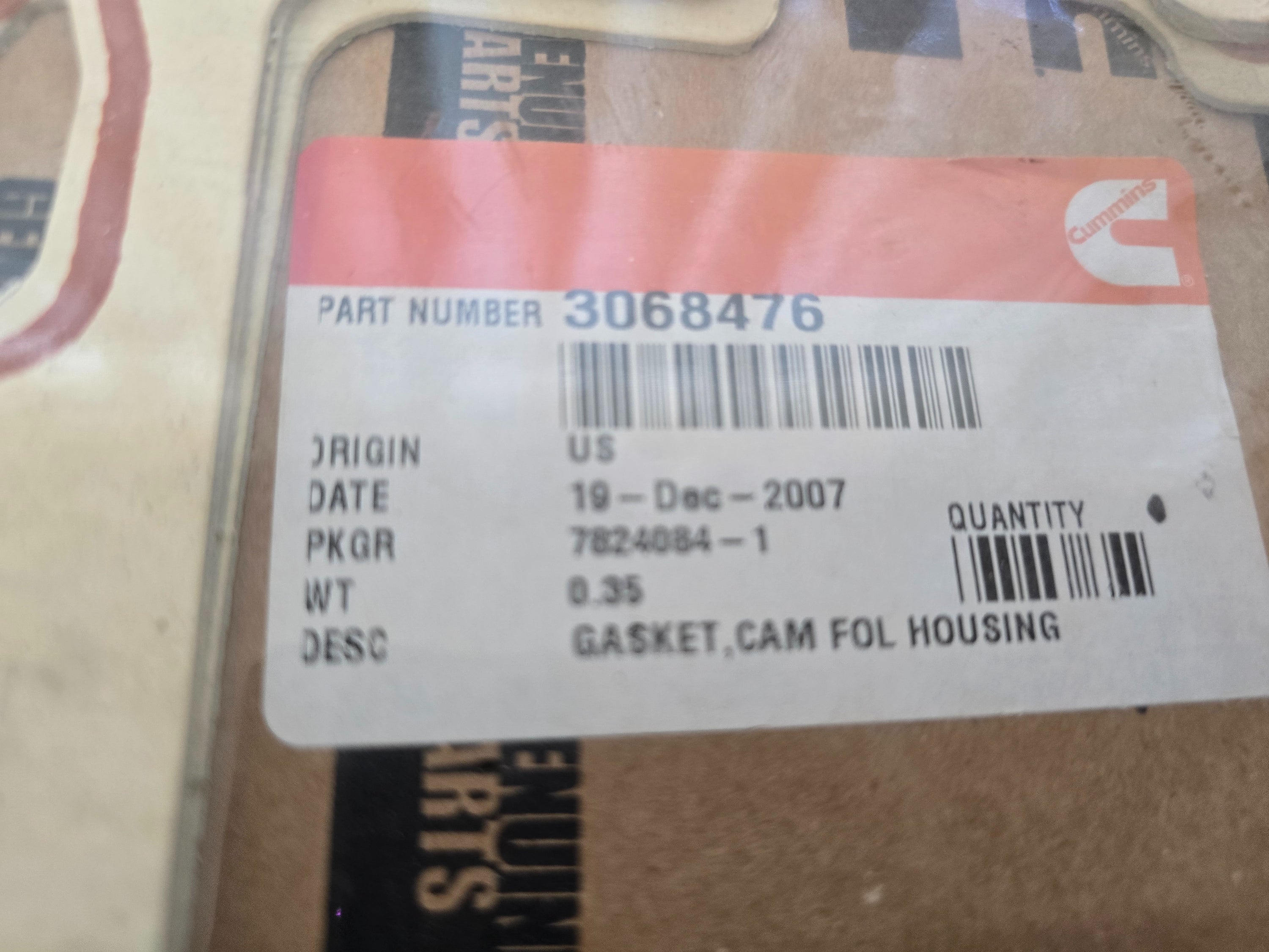3068476 Genuine Cummins Engine Camshaft Follower Housing Gasket (3 Pack)