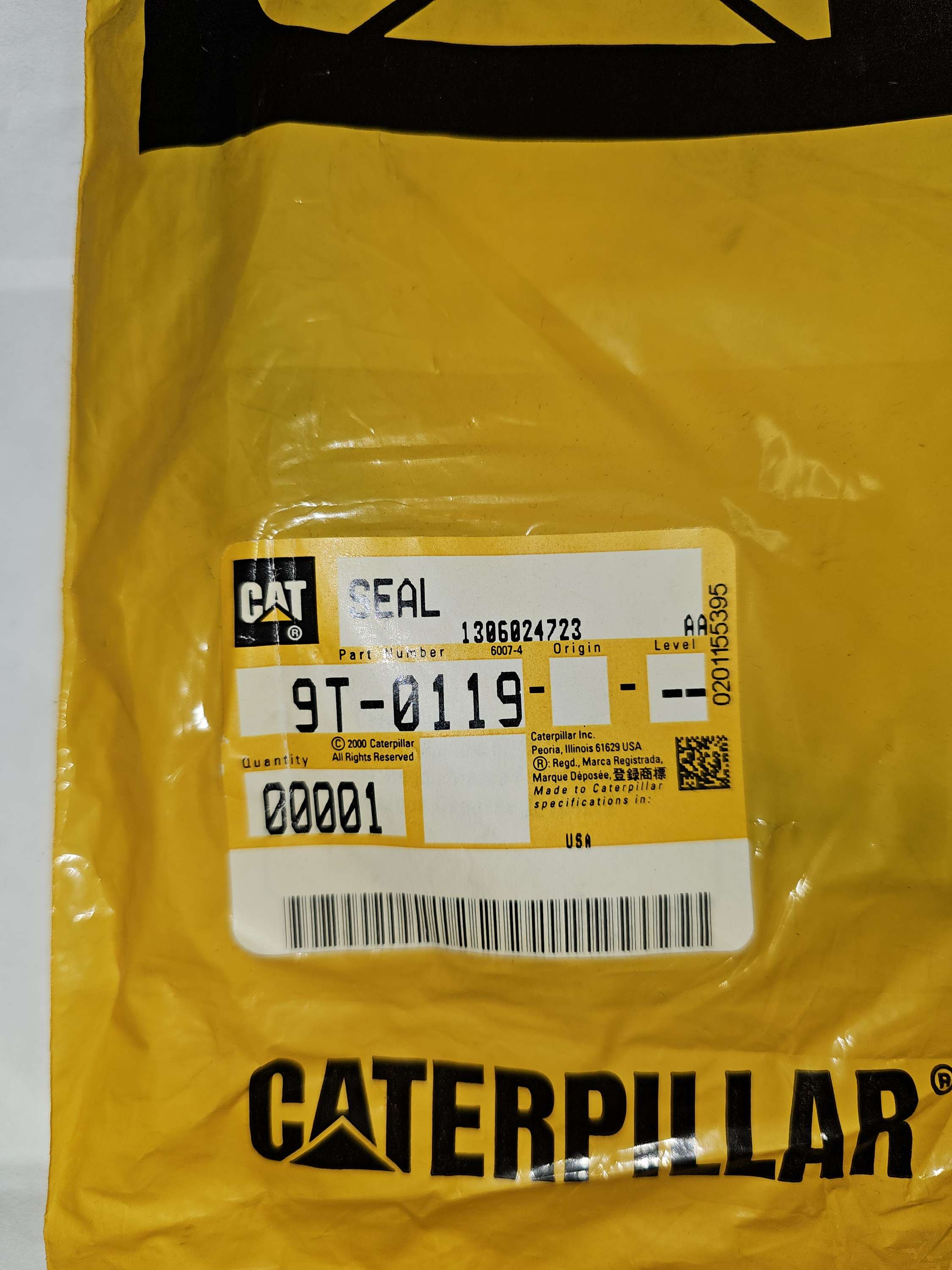 9T-0119 Seal Caterpillar CAT 9T0119 Plastic Molded Rubber Seal used for Til