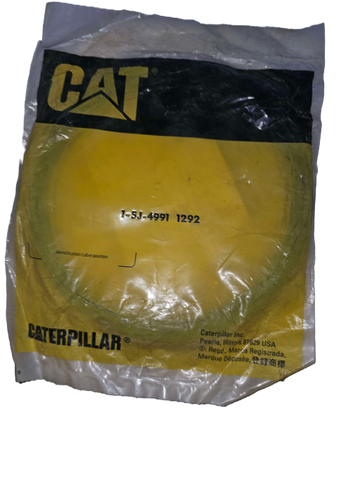 Caterpillar branded product in a clear plastic bag on a white background