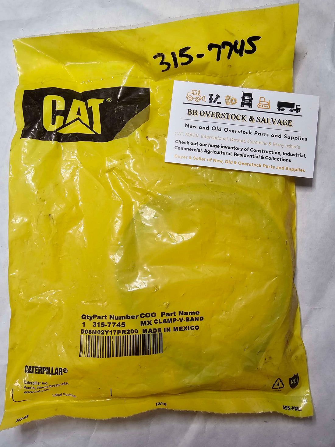 CAT 315-7745 Clamp-V-Band 99.8 mm Inner Dia. Turbo