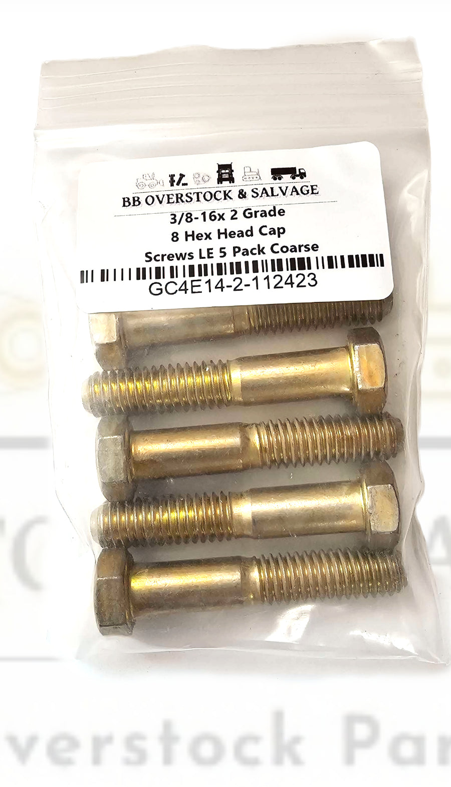 3/8-16x 2 Grade 8 Hex Head Cap Screws LE 5 Pack Coarse