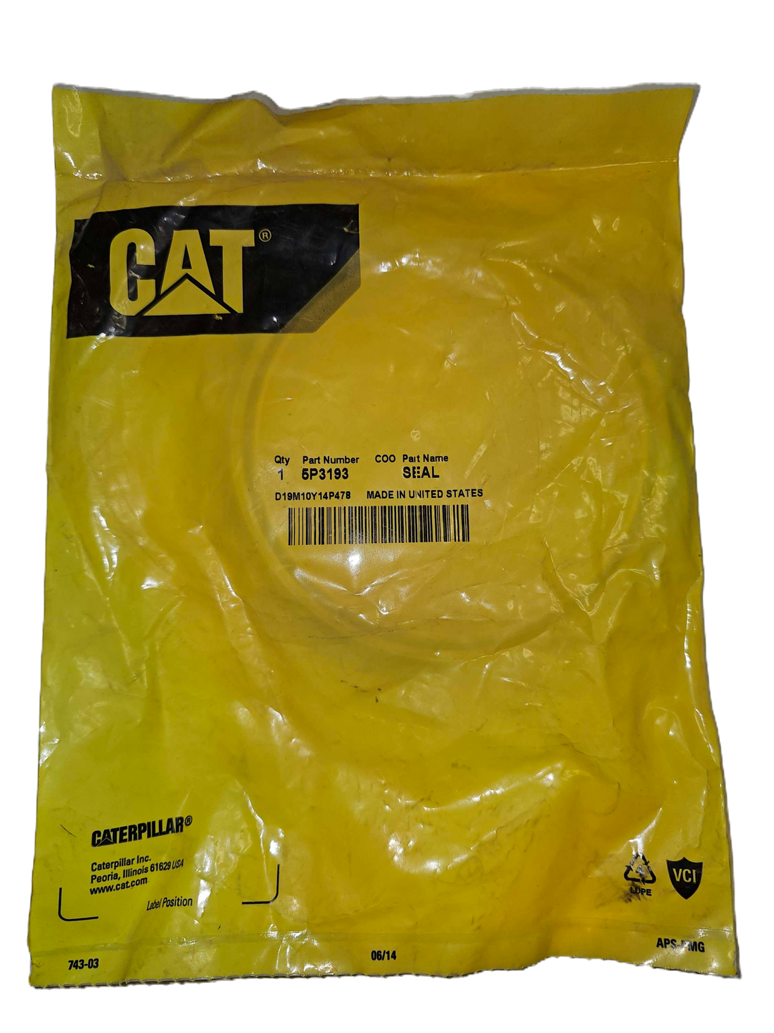 5P-3193 Genuine Caterpillar CAT Seal- Lip with Steel Case Type 5P3193