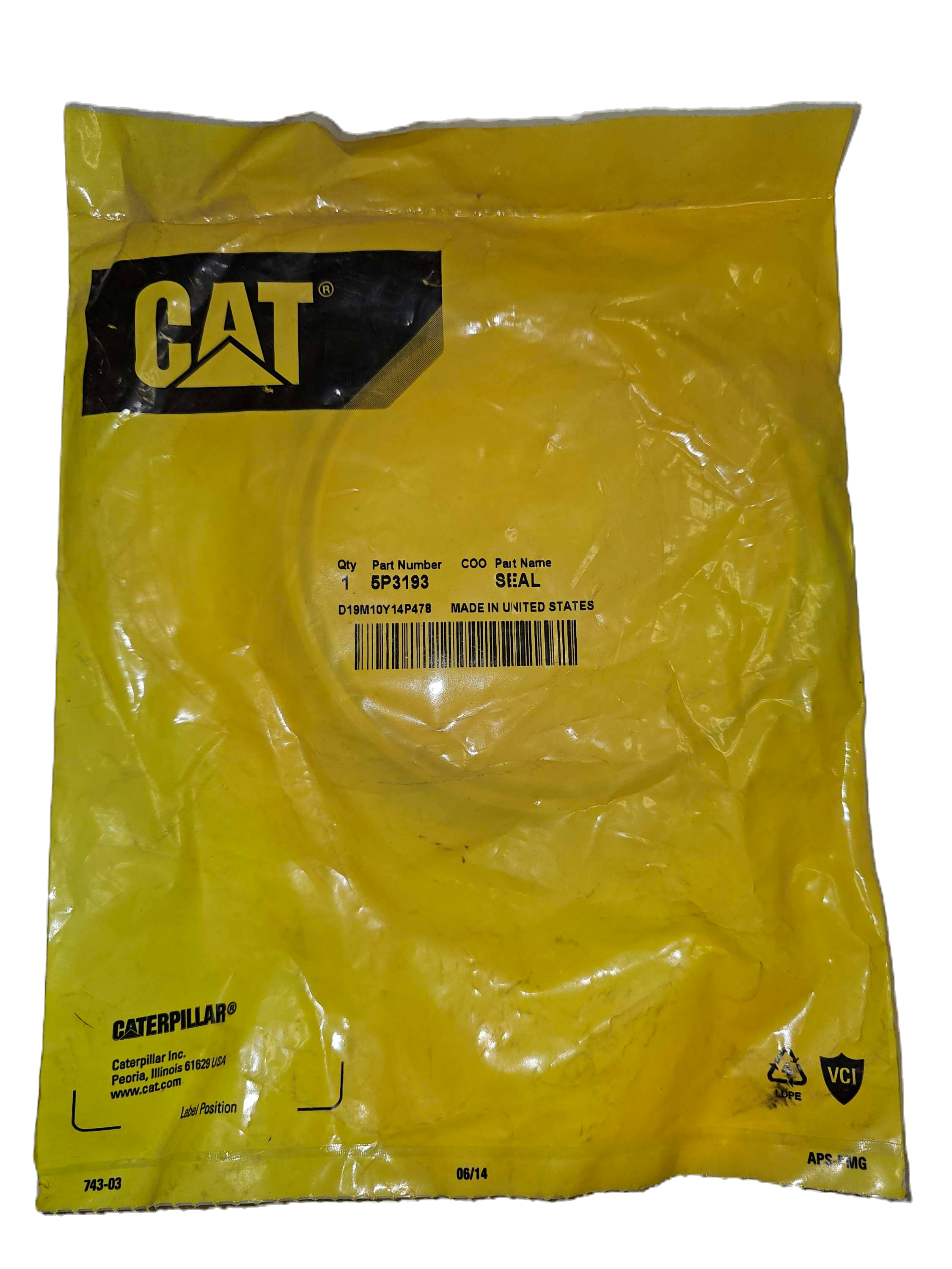 5P-3193 Genuine Caterpillar CAT Seal- Lip with Steel Case Type 5P3193