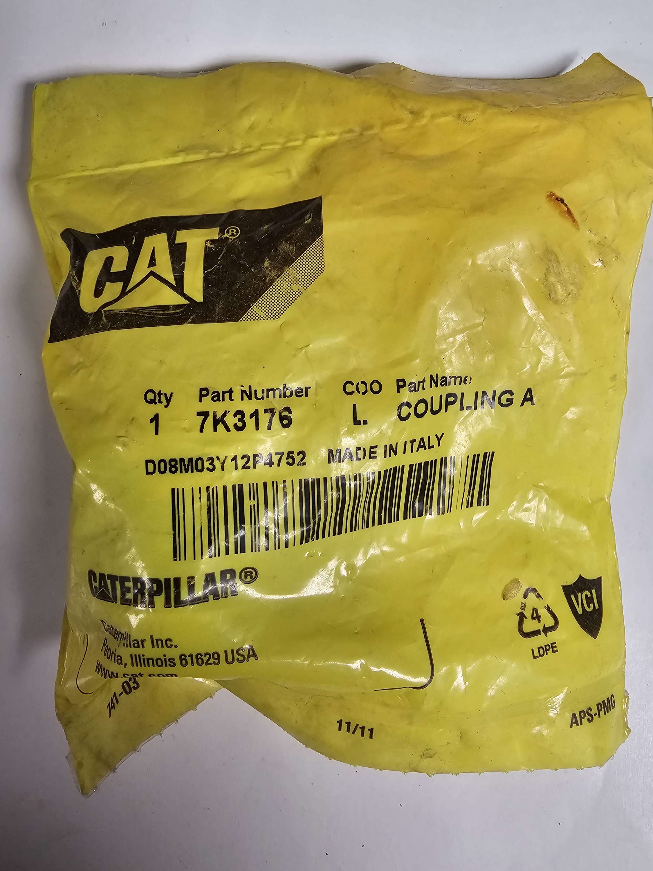 7K-3176: 38,5mm Length Coupling Caterpillar/CAT 7K3176