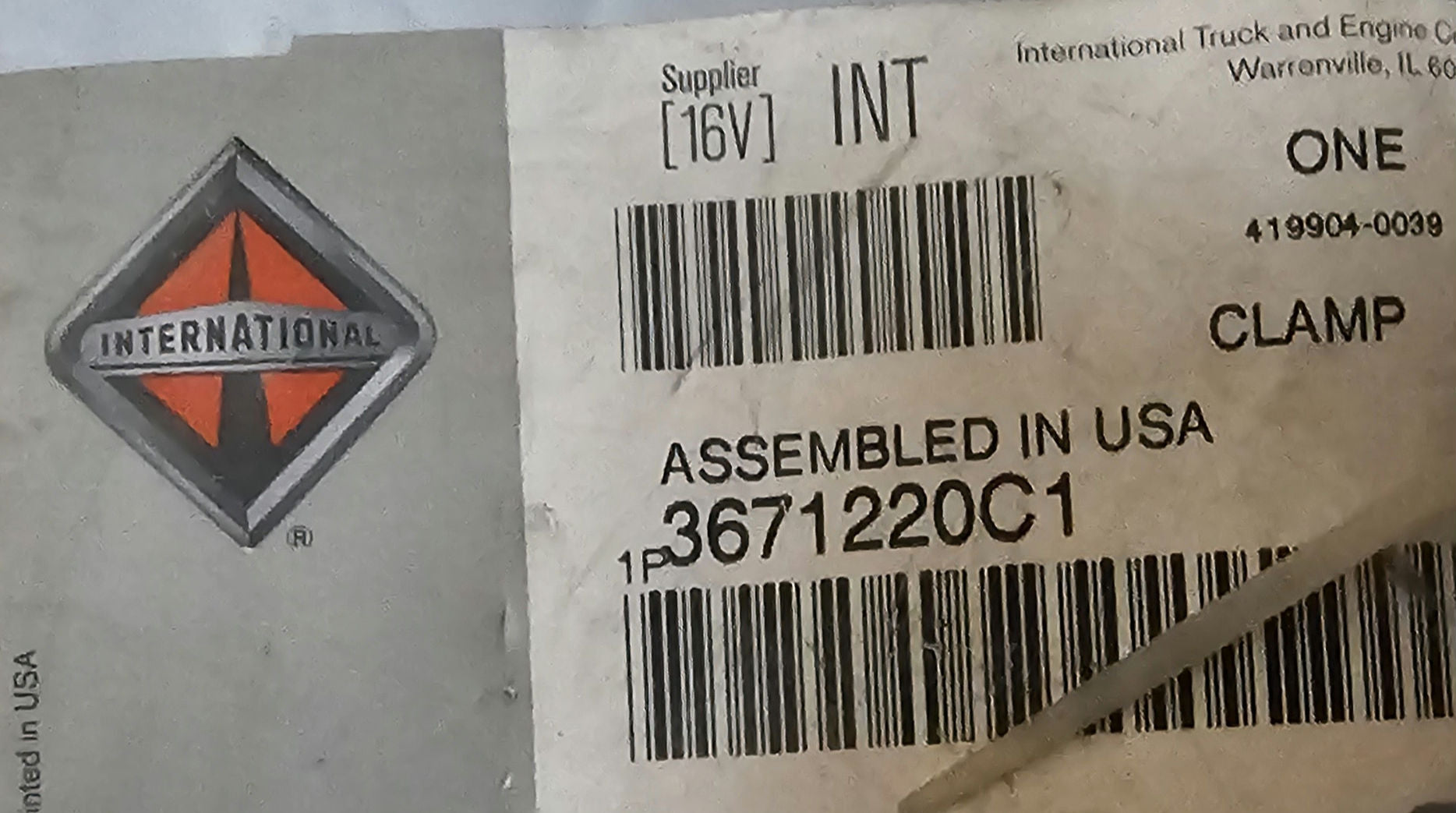3671220C1 T-Bolt Clamp Exh HS International Navistar