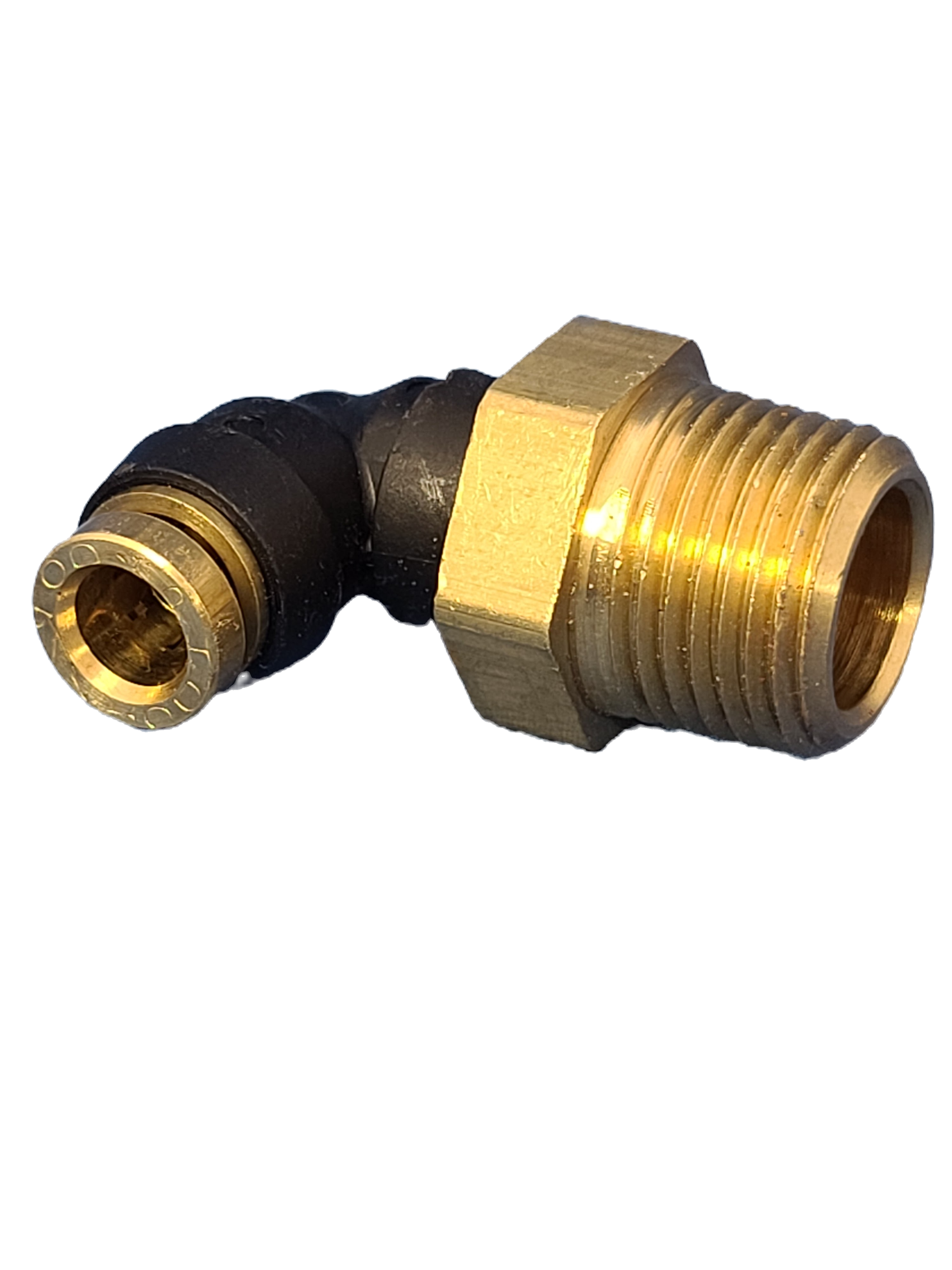 1/4"T x 3/8" M.P.T., D.O.T. Brass 90 deg. Push Connect Fitting