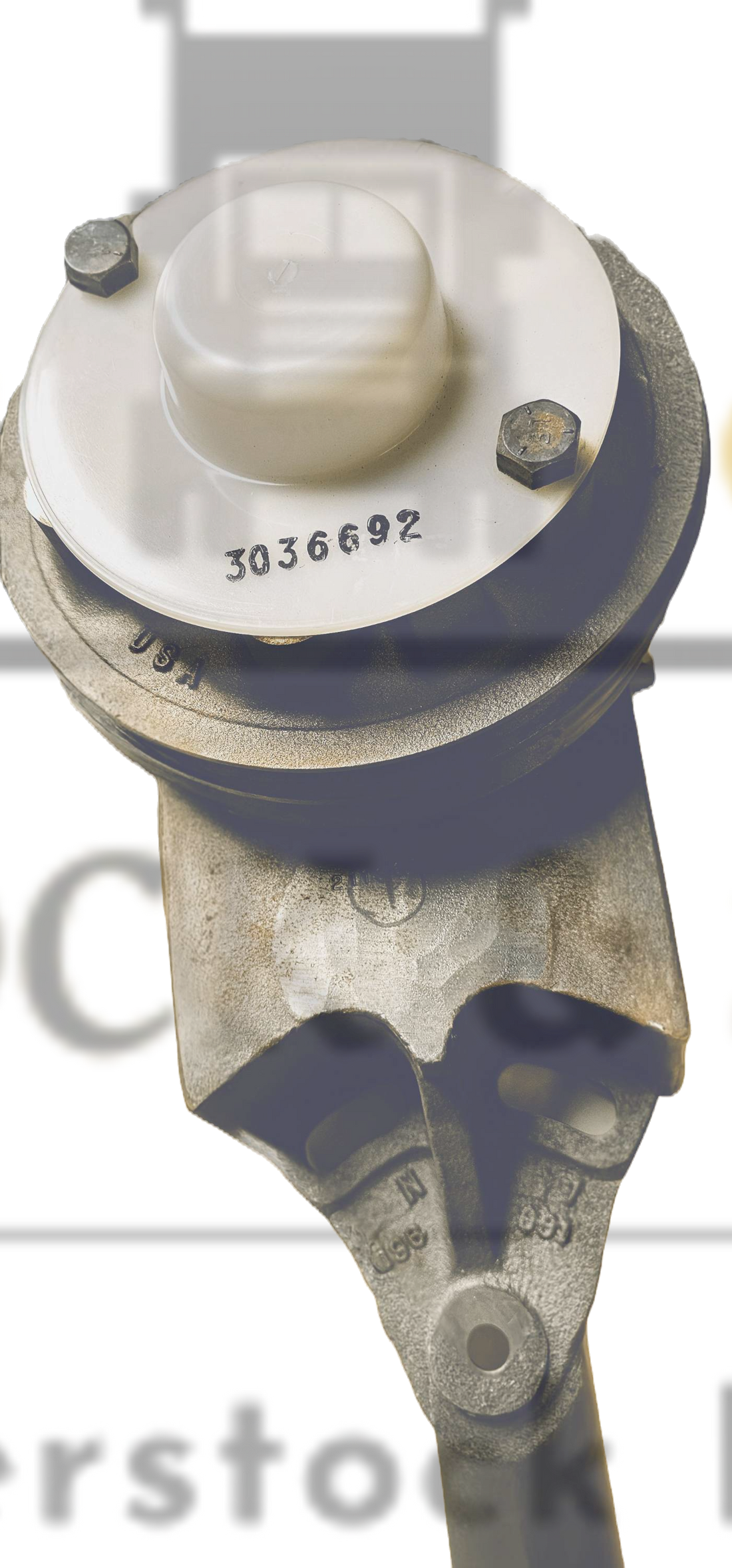 Metallic shaft with pulley on a white background