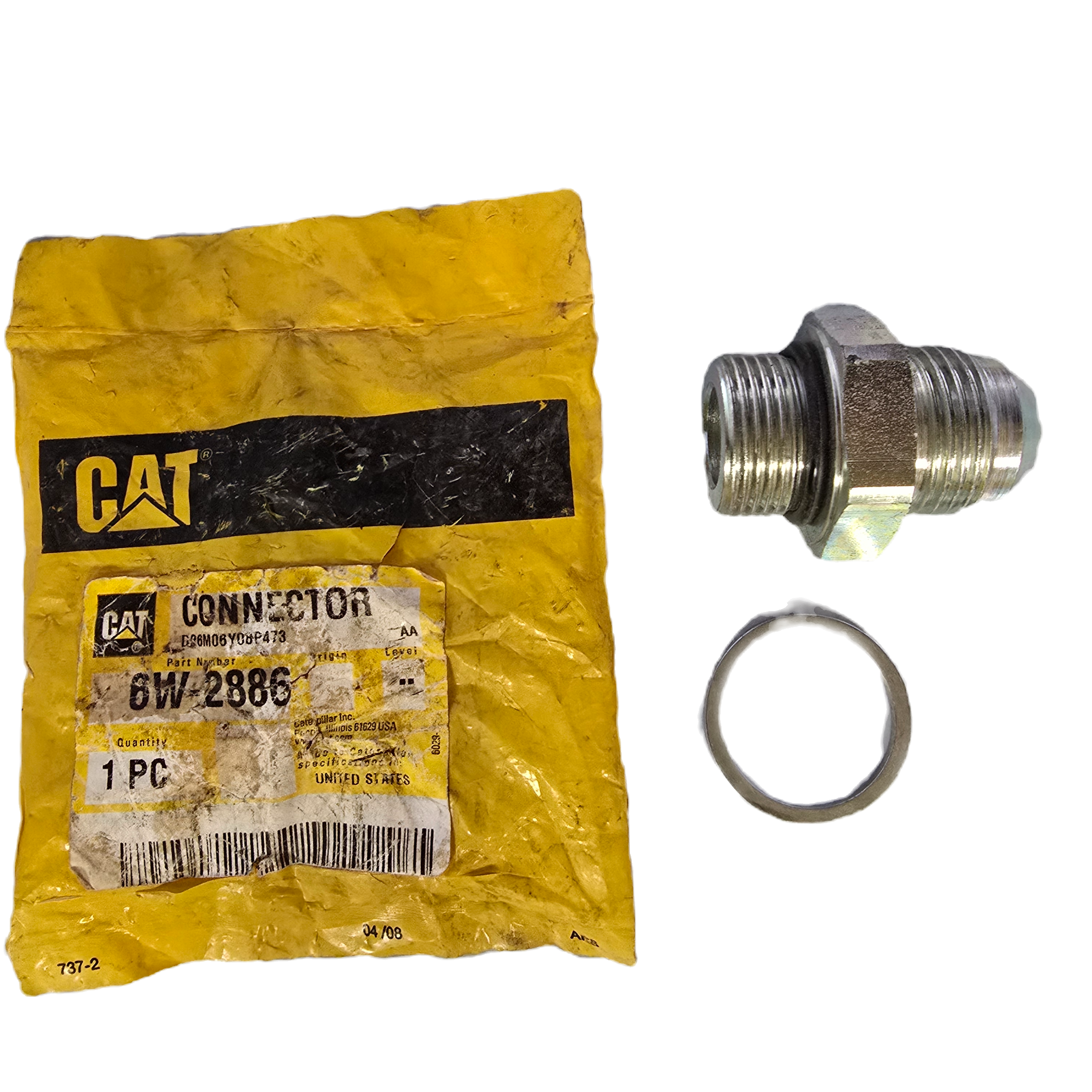 CAT P/N | 6W-2886 Hydraulic Hose Connector Caterpillar 6W2886