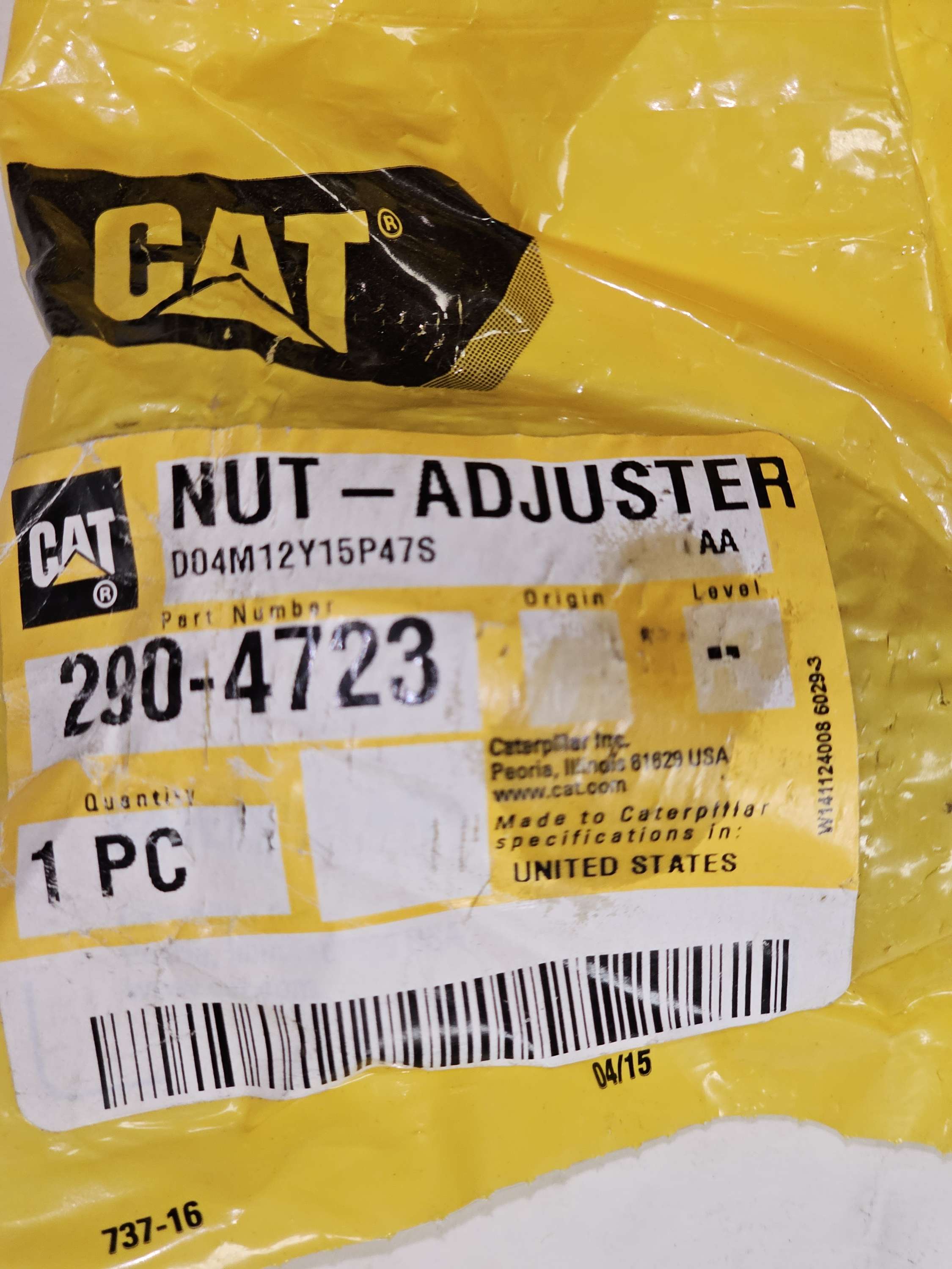 290-4723: NUT-ADJUSTER: CAT/Caterpillar 2904723