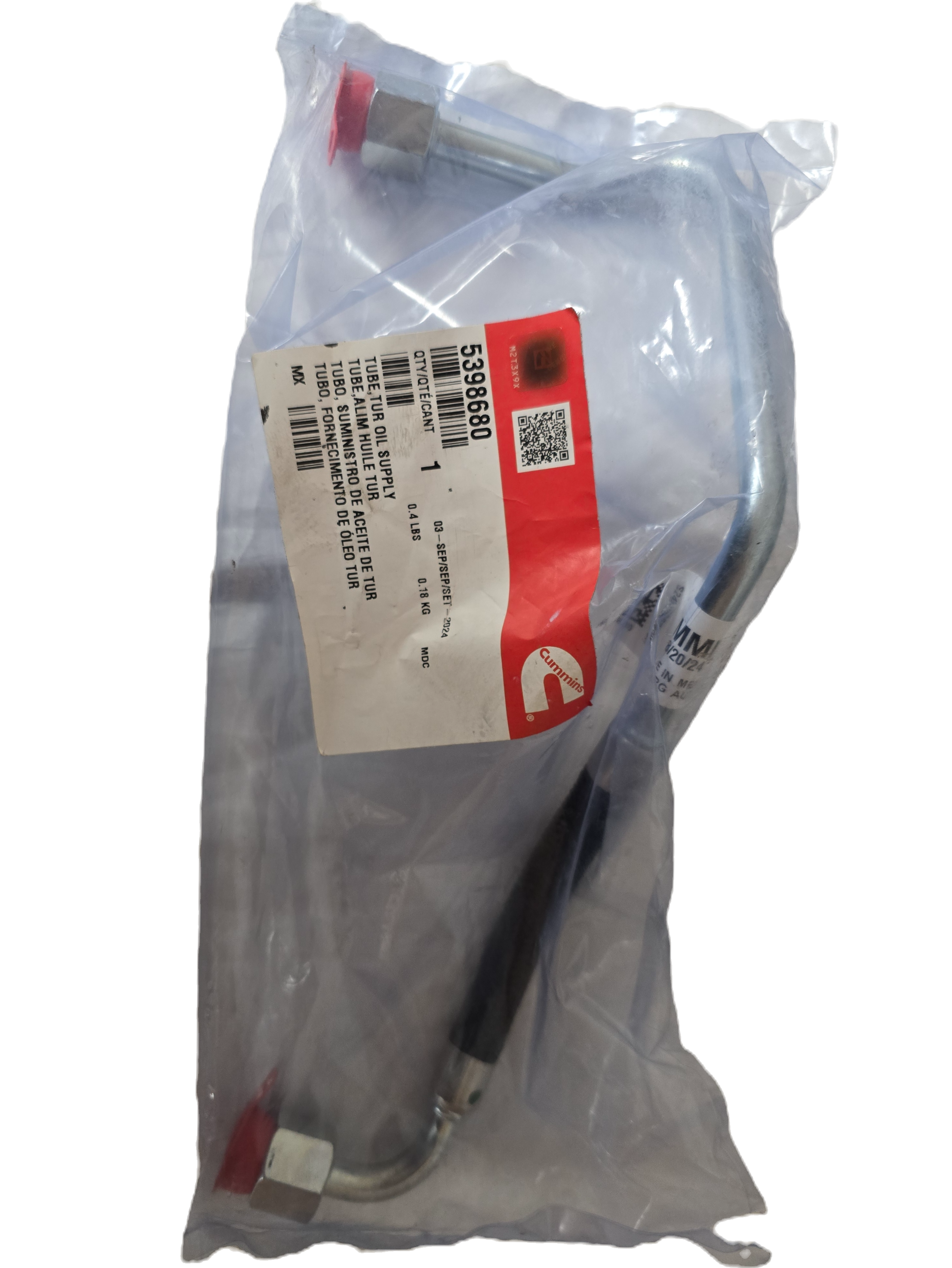 5398680 Genuine Cummins | TURBO OIL SUPPLY TUBE for ISC/ISL engines