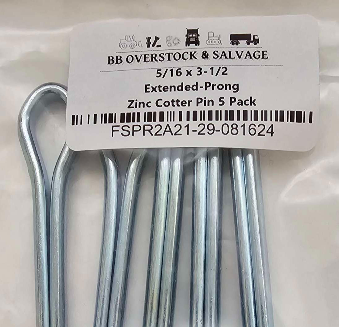 5/16 x 3-1/2 Extended-Prong Zinc Cotter Pin 5 Pack