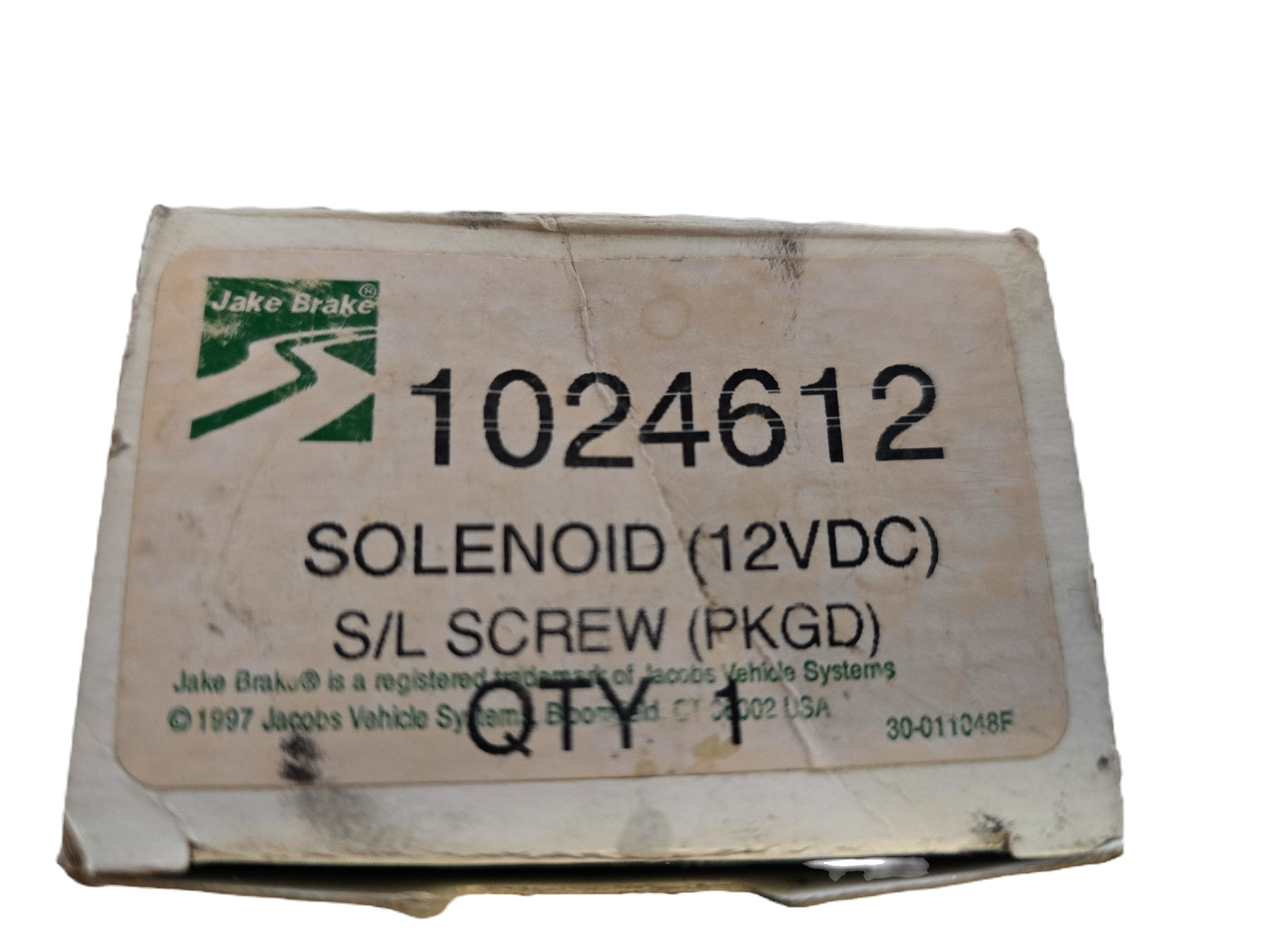 P/N: 1024612 JACOBS V.S. JAKE BRAKE SOLENOID OEM (12VDC) S/L SCREW